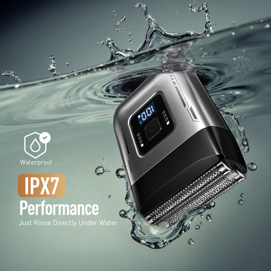 Nogroa Electric Shaver for Men: Replaceable 2 in 1 Shaver Trimmer - Mini Electric Foil Razor for Beard/Face Rechargeable USB-C - IPX7 Waterproof Professional Cordless Beard Trimmer for Travel & Home