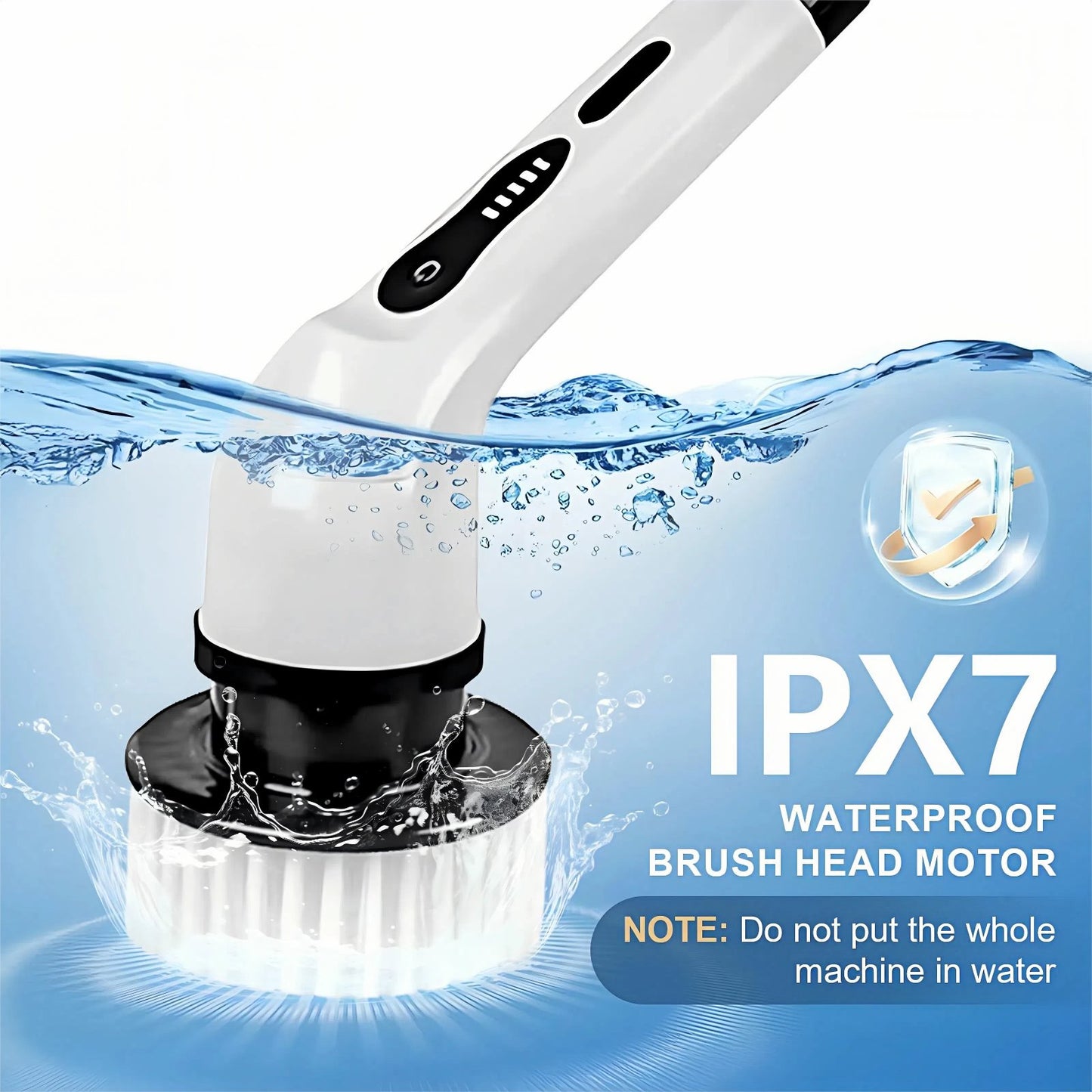 Skdwakiz Electric Spin Scrubber, Cordless Cleaning Brush with Long Handle & 9 Replaceable Heads, Power Shower Scrubber for Bathroom, Bathtub & Tile Floor