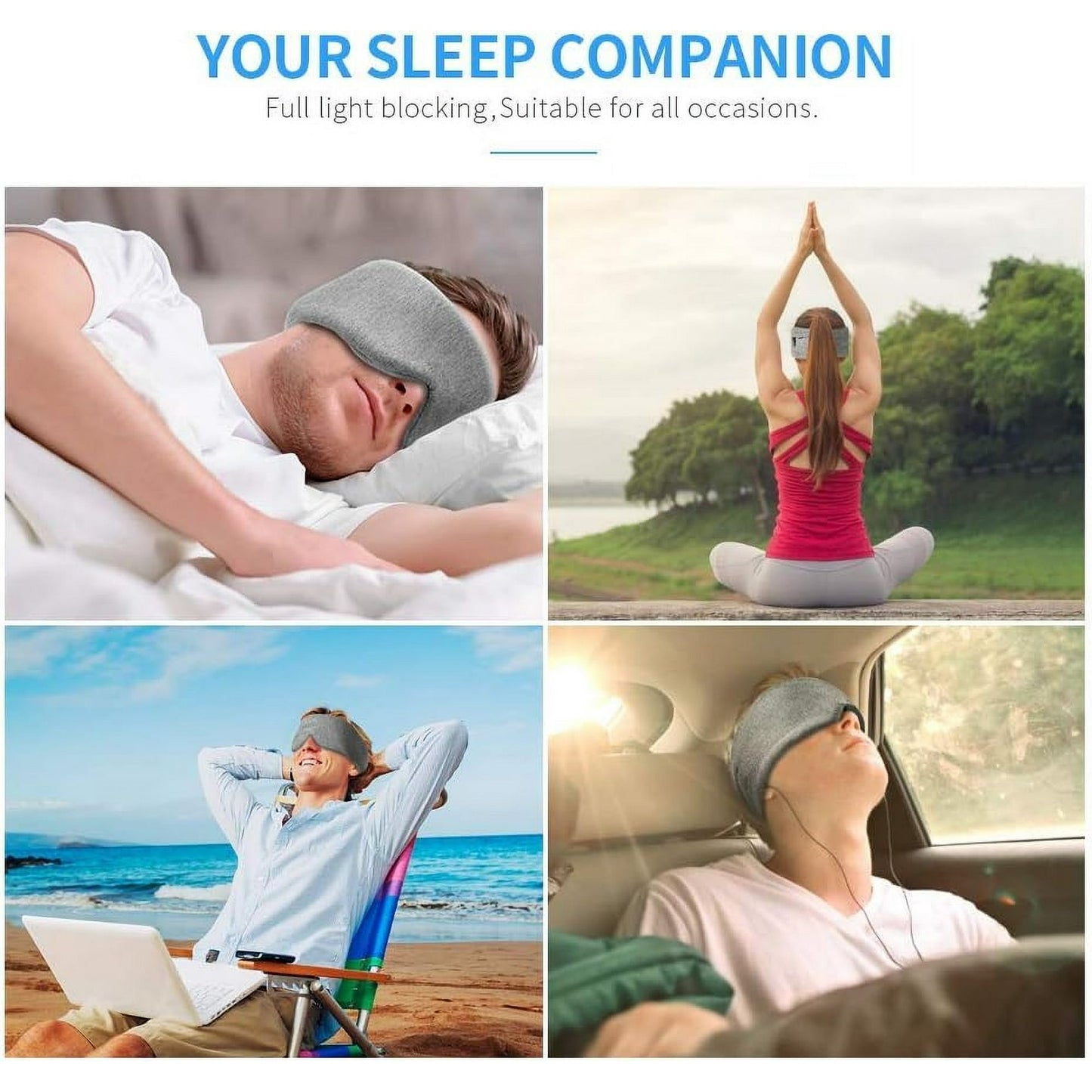 Sleep Mask for Side Sleeper Men Women, Eye Mask for Sleeping Light Blocking, Soft Breathable Night Blindfold, Adjustable Eye Shade Cover, Sleeping Mask for Flight Nap, Travel