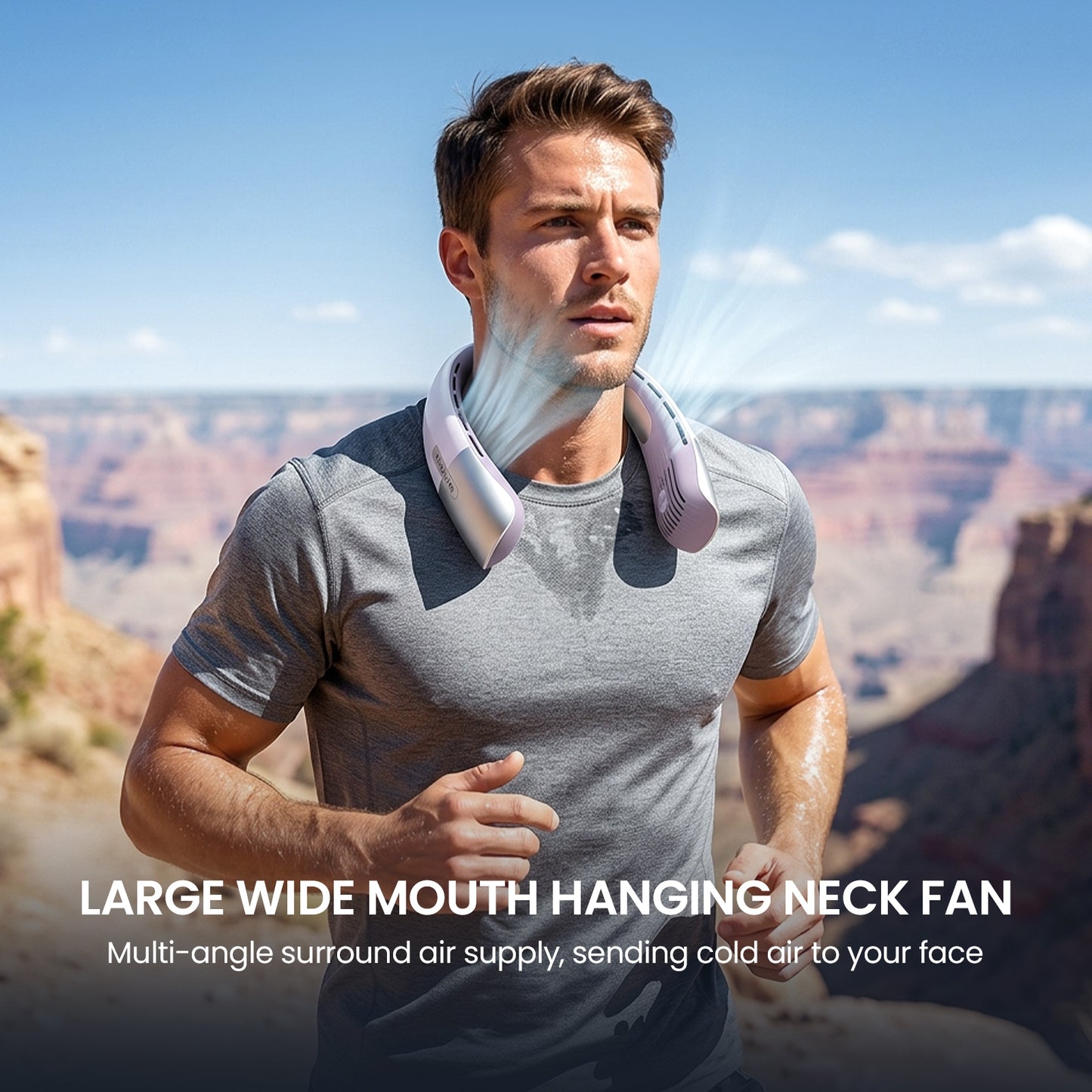 Nogroa Portable Neck Fan, Hands-Free Personal Fan with 5 Speeds Wearable Bladeless Fan Whisper-Quiet Rechargeable Fan Perfect for Home, Sports, Travel