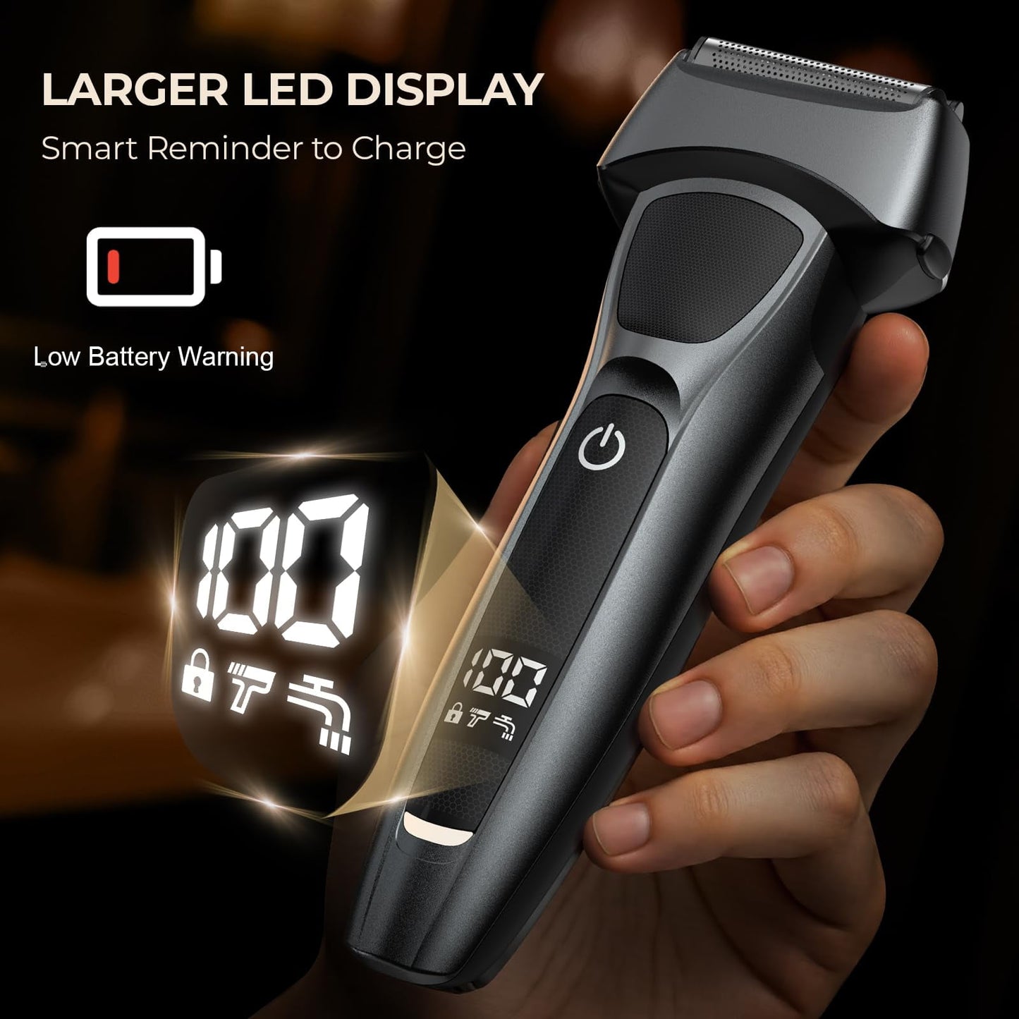 Skdwakiz Electric Razor for Men: Professional Floating Blade Ultra Thin Foil Shaver - Wet/Dry Waterproof Close Shaving - Portable Beard Trimmer with LED Display/Travel Lock/Fast Charge