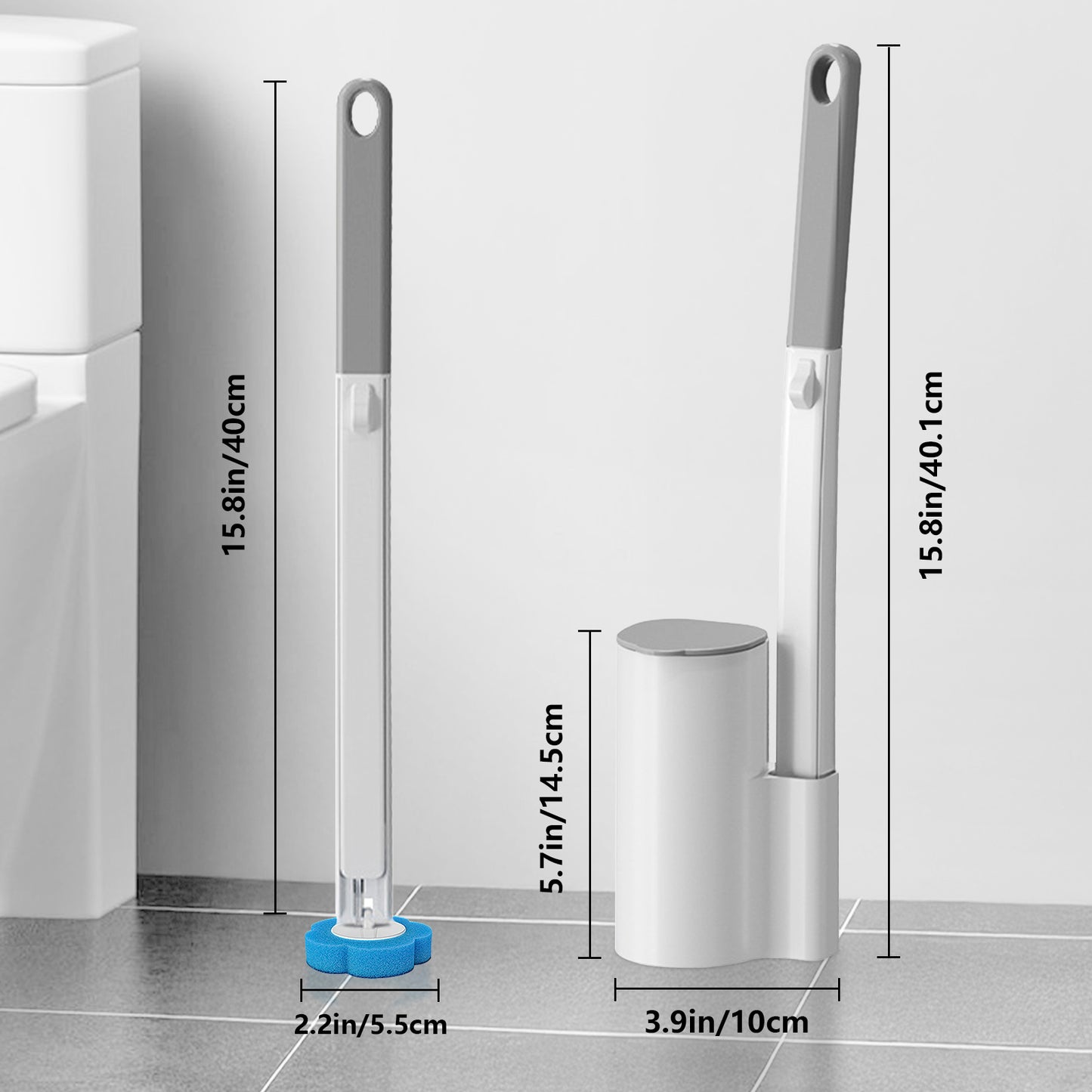 Skdwakiz Disposable Toilet Brush and Holder Set, Toilet Bowl Cleaner Wands with 56 Cleaner Refills, Disposable Cleaning Tools for Toilet, Bathroom Cleaning, Bathtub