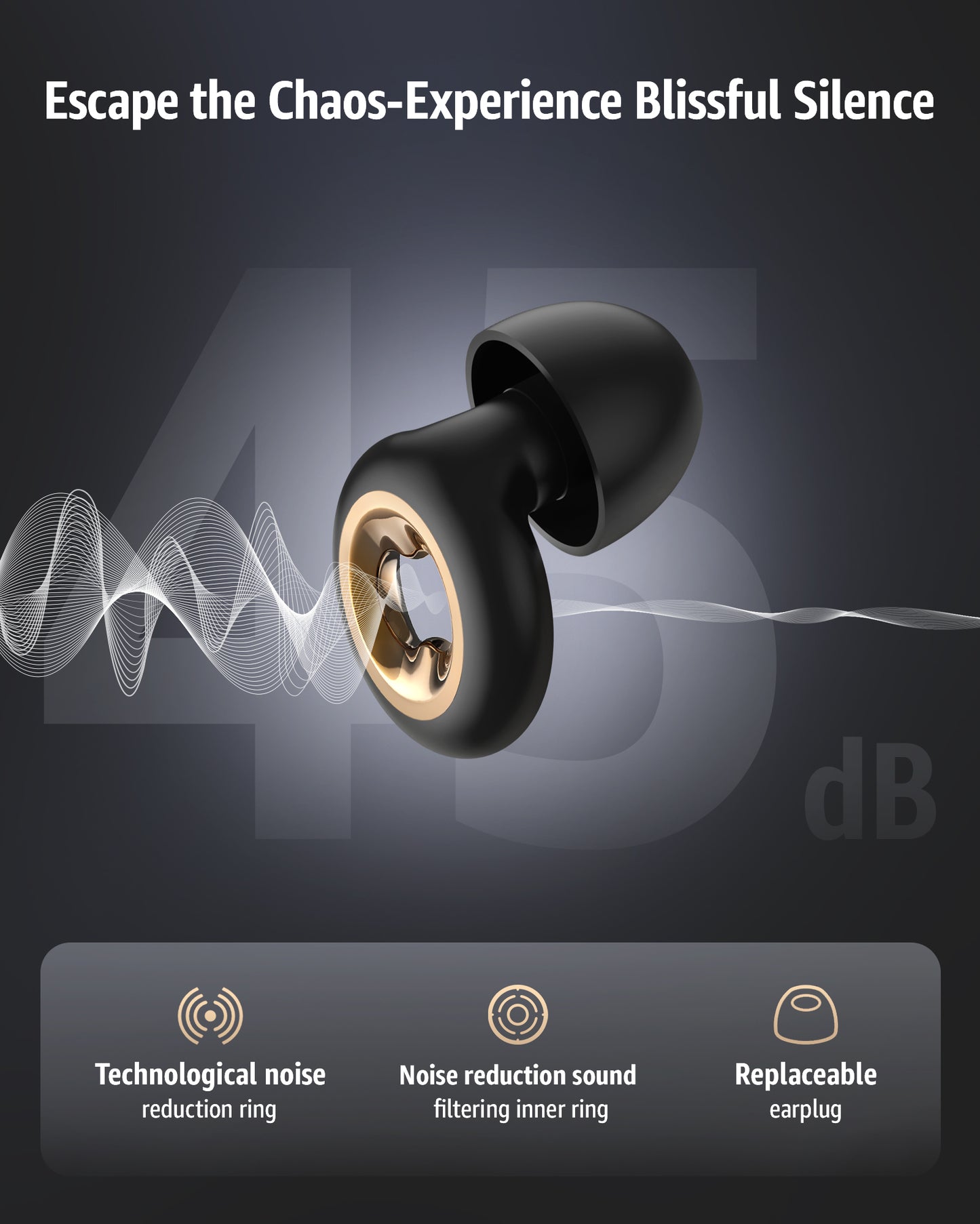 KOPEXY Ear Plugs for Sleeping Noise Cancelling, 45dB Quiet Earbud with 8 Eartips, Soft Reusable Noise-Reducing Earplugs, Silicone Hearing Protection Earplugs for Sleep, Deep Focus, Concert & Travel