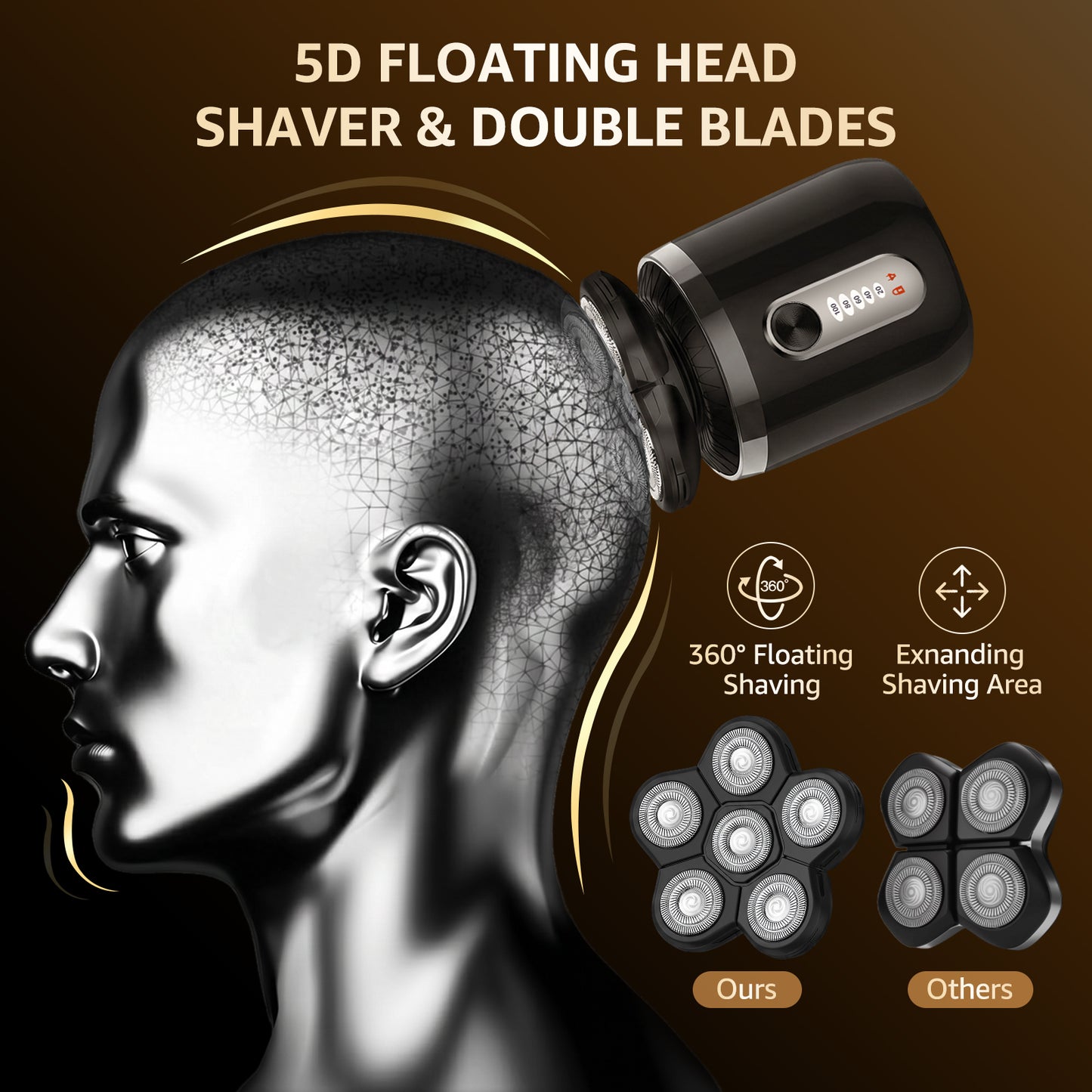 Arenviy Head Shavers for Bald Men, 5D Bald Head Shavers for Men Electric Razor, IPX7 Waterproof Wet/Dry Shaver with LED Display, Gifts for Men