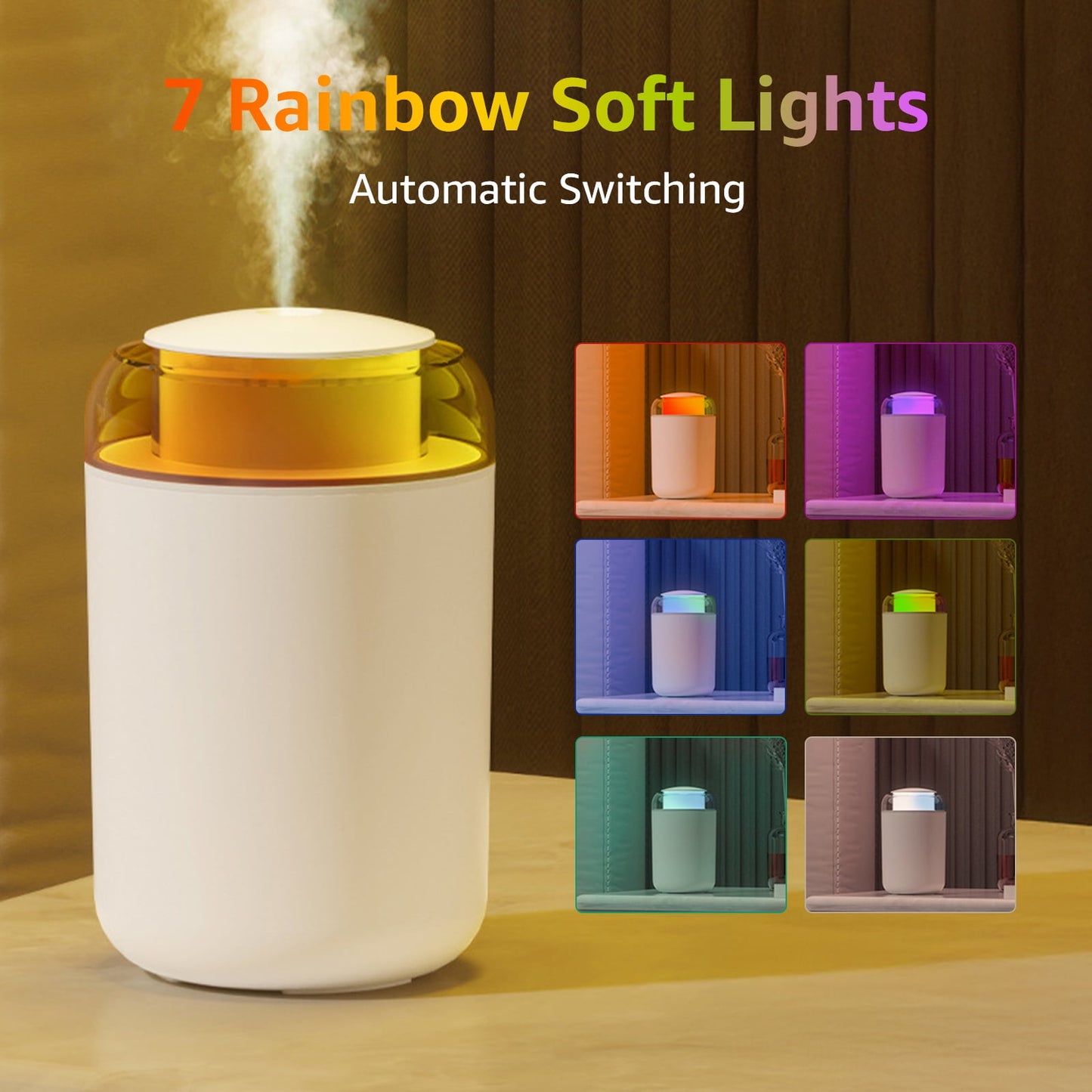Skdwakiz 1.2L Humidifier for Room, Small Cool Mist Humidifiers with 2 Mist Modes & Colorful Light, Portable Ultrasonic Air Humidifier for Homes, Bedroom