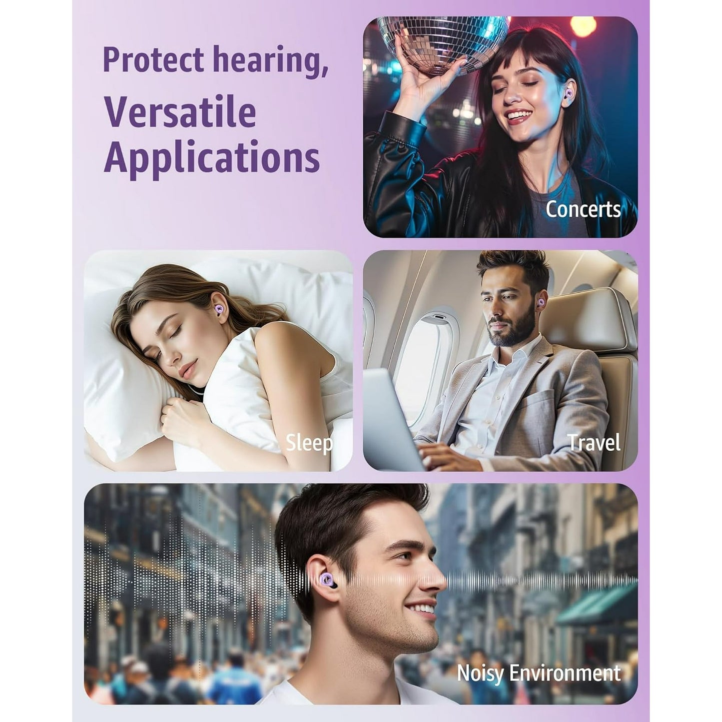 Skdwakiz Ear Plugs for Sleeping Noise Cancelling, 45dB Noise Reduction Earplugs with 8 Eartips, Soft Reusable Earbuds, Silicone Hearing Protection Earplugs for Sleep, Deep Focus, Travel & Swimming