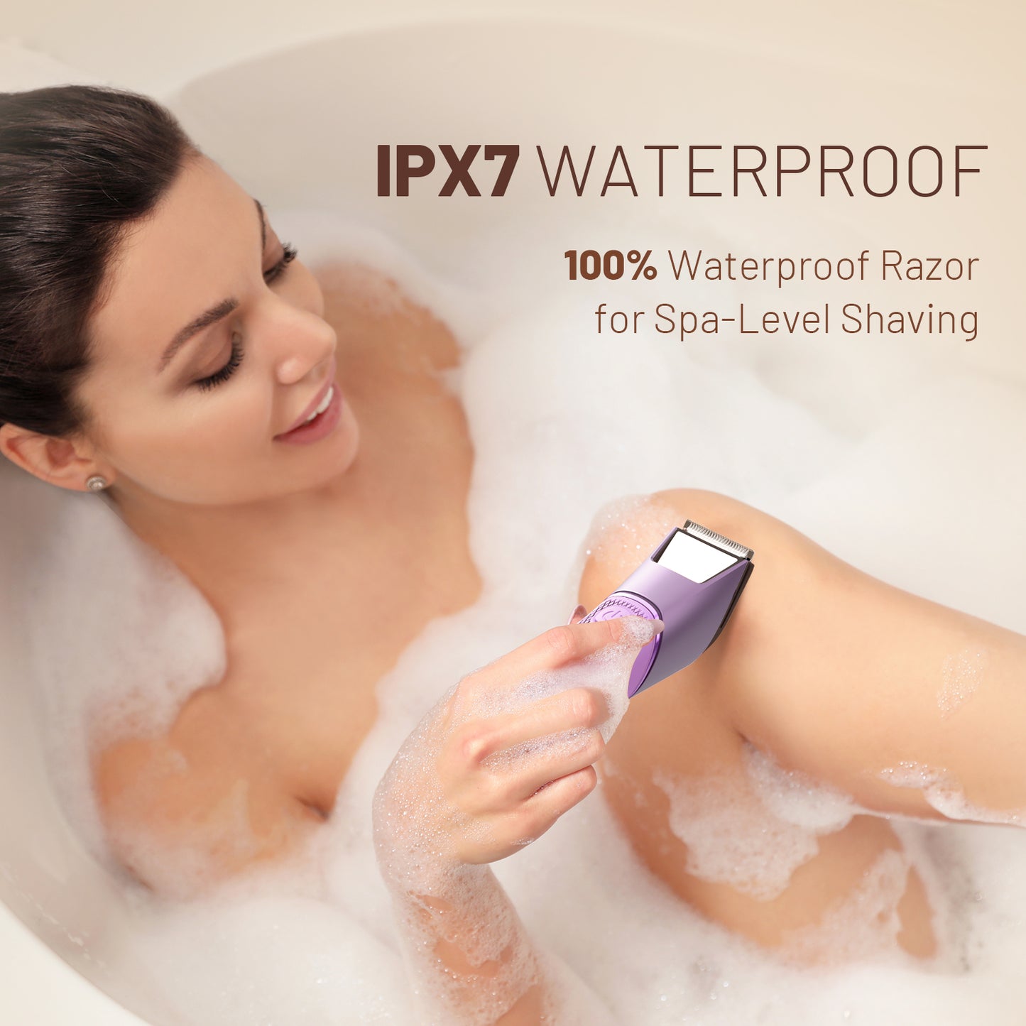 Nogroa Bikini Trimmer for Women, Pubic Hair Trimmer with Mirror & LED Light, Cordless Electric Razor Body Shaver for Trip, USB Rechargeable, IPX7 Waterproof, Ceramic Blade - for Silk Skin, Purple