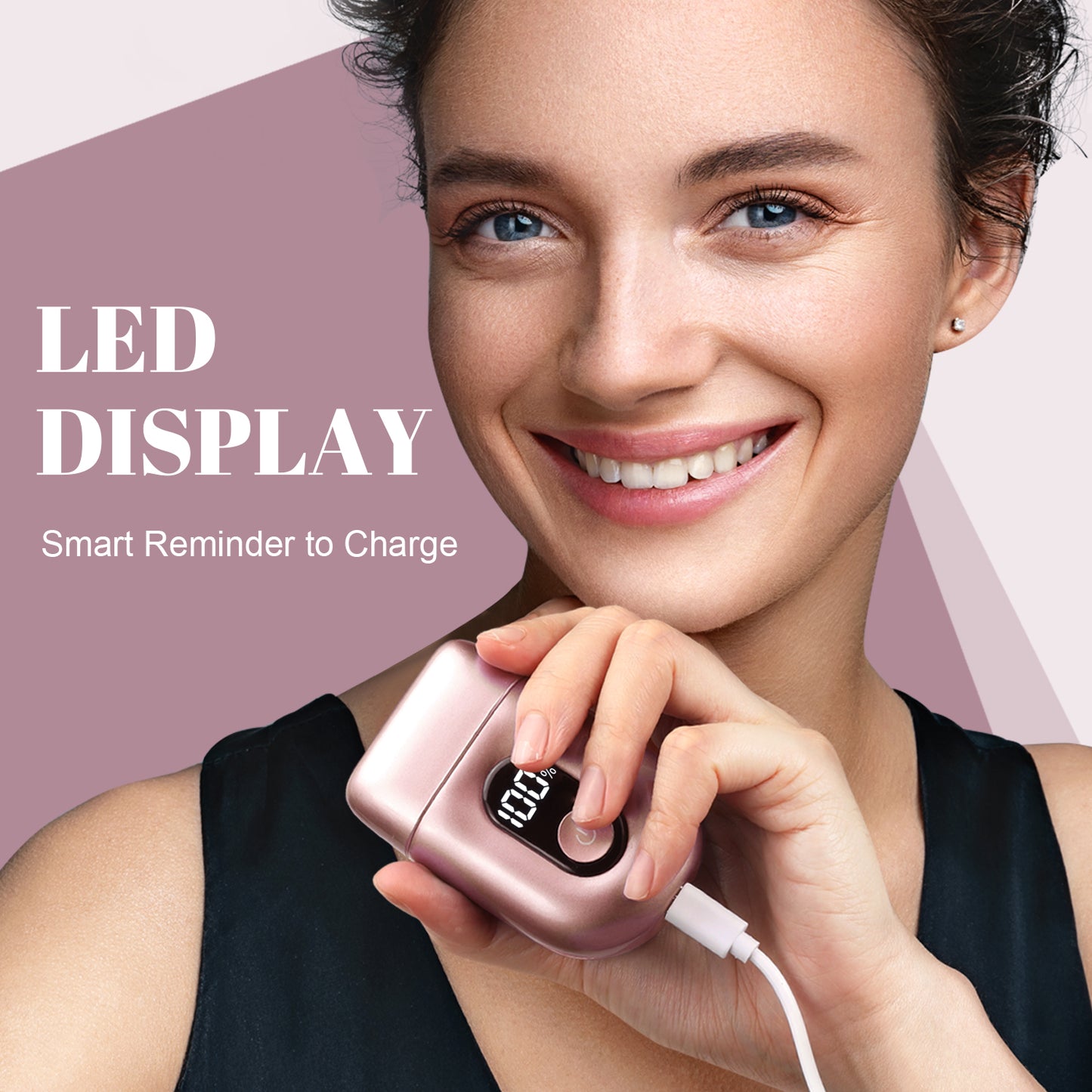 Skdwakiz Cordless Electric Shaver for Women: Mini Electric Razors with LED Display - Rechargeable Bikini Trimmer - IPX7 Waterproof Wet Dry Face Razor for Body Leg, Pink