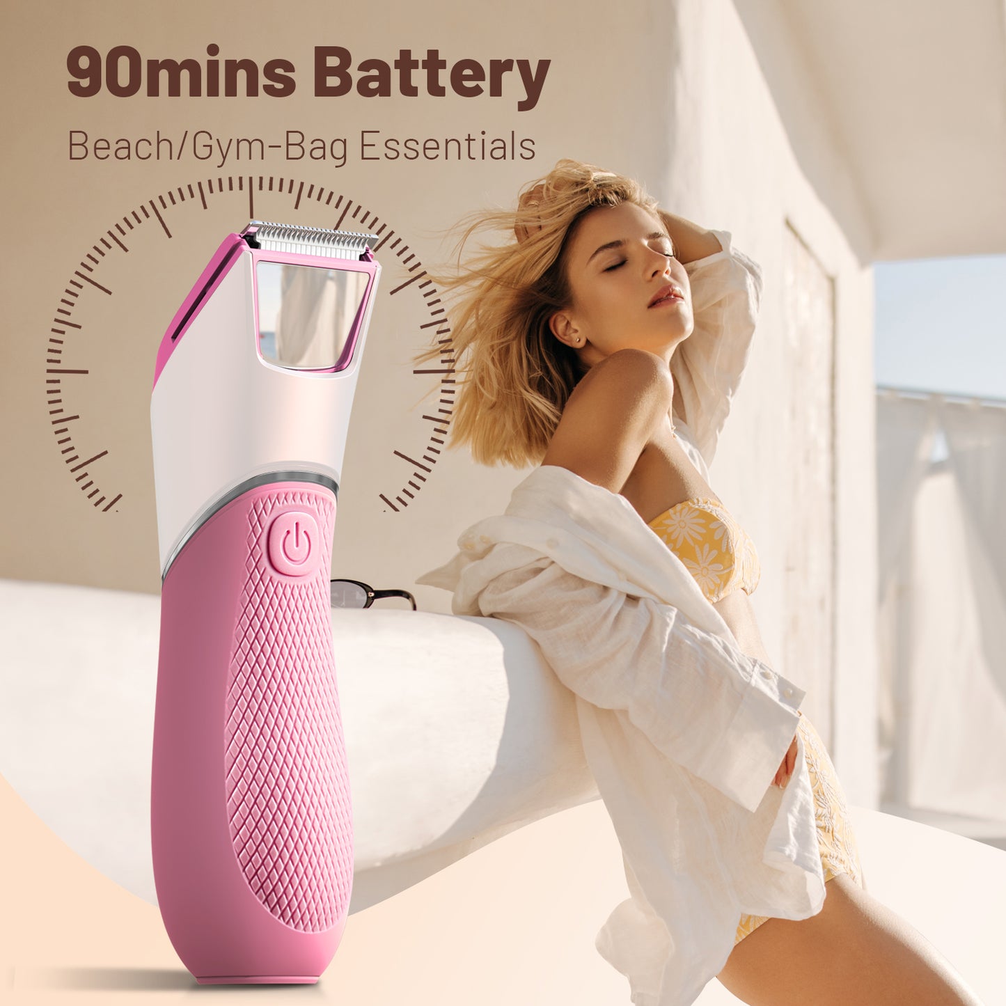 Nogroa Bikini Trimmer for Women, Pubic Hair Trimmer with Mirror & LED Light, Cordless Electric Razor Body Shaver for Trip, USB Rechargeable, IPX7 Waterproof, Ceramic Blade - for Silk Skin