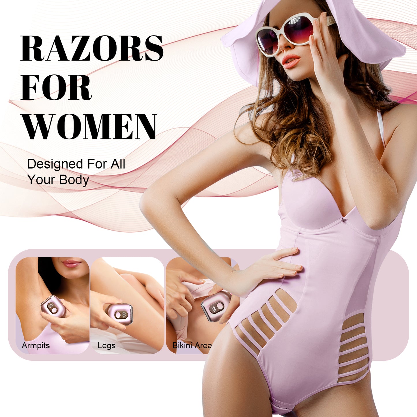 Skdwakiz Cordless Electric Shaver for Women: Mini Electric Razors with LED Display - Rechargeable Bikini Trimmer - IPX7 Waterproof Wet Dry Face Razor for Body Leg, Pink