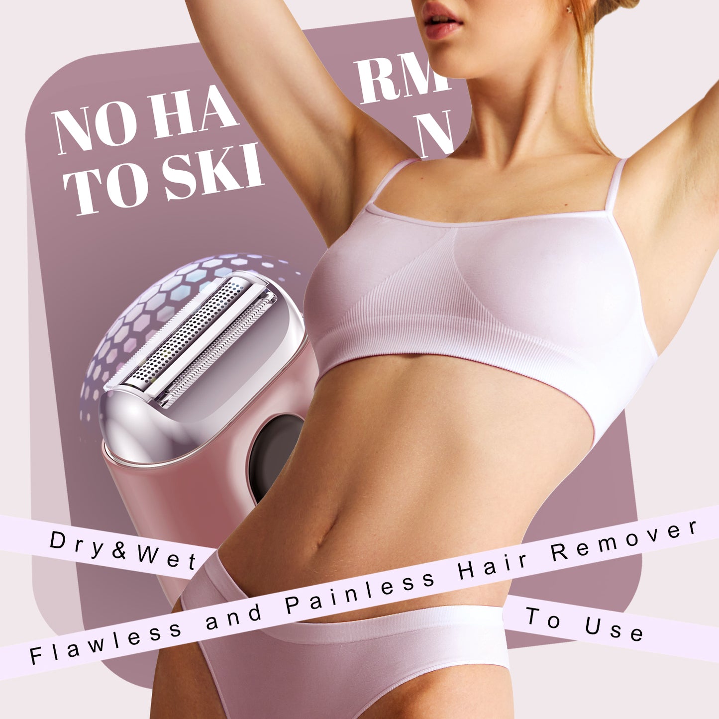 Skdwakiz Cordless Electric Shaver for Women: Mini Electric Razors with LED Display - Rechargeable Bikini Trimmer - IPX7 Waterproof Wet Dry Face Razor for Body Leg, Pink