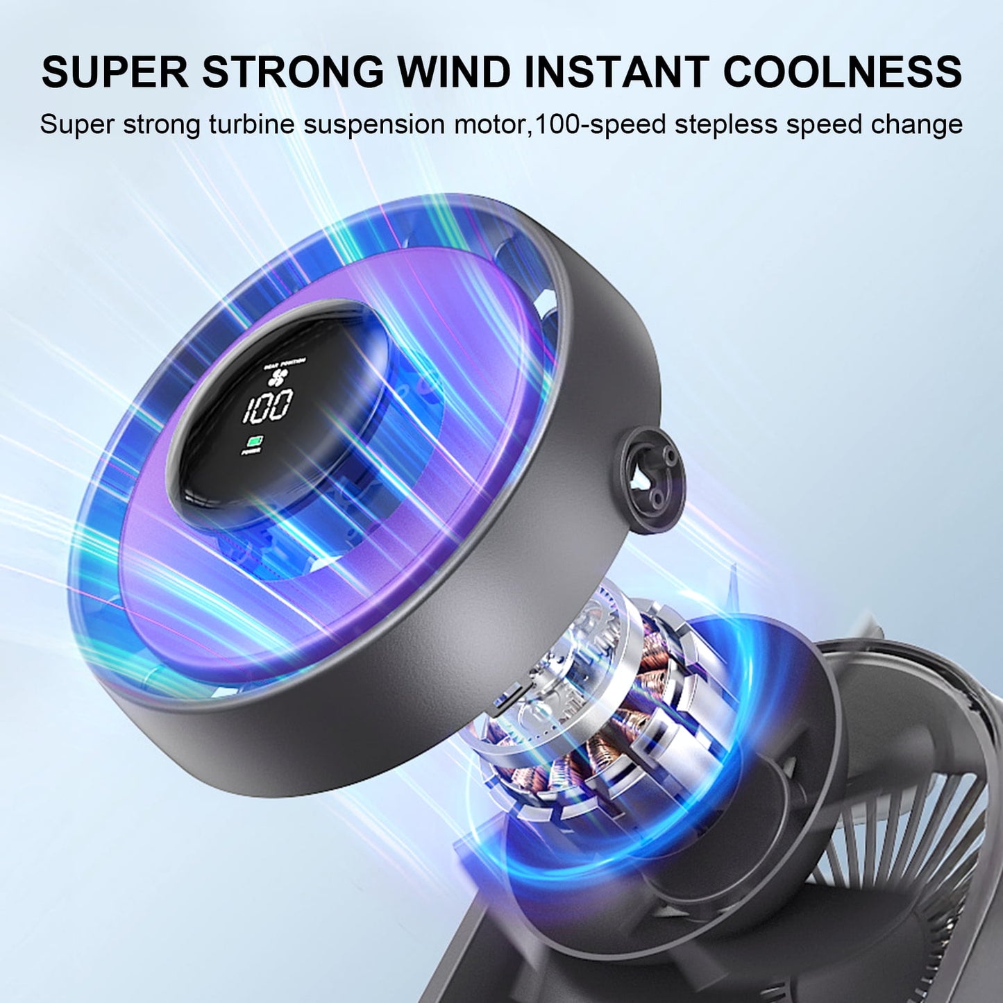Arenviy Small Desk Fan, Portable Tabletop Fan with Smart Digital Display, 100 Speeds Rechargeable Personal Fan for Bedroom Office Home