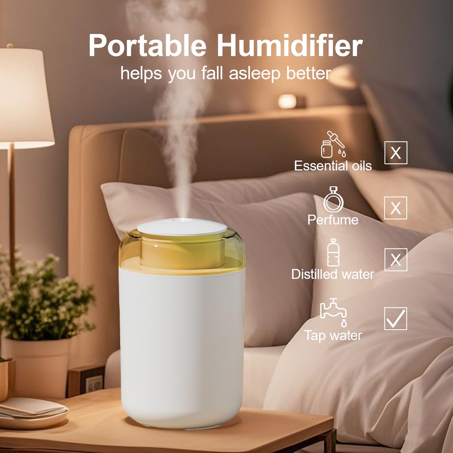 Skdwakiz 1.2L Humidifier for Room, Small Cool Mist Humidifiers with 2 Mist Modes & Colorful Light, Portable Ultrasonic Air Humidifier for Homes, Bedroom