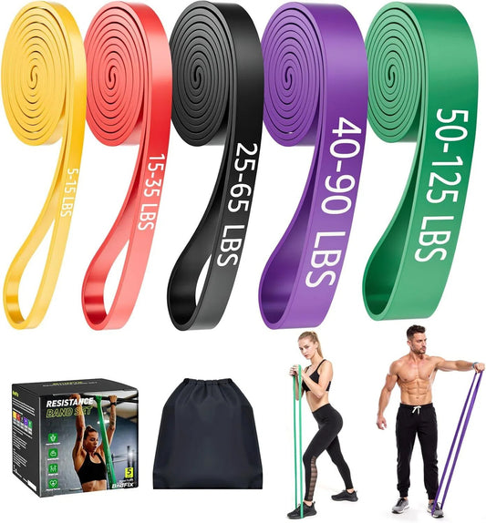 TCVOR Resistance Bands Set (5pcs), Exercise Bands with 5 Resistance Levels-up to 330 lbs, Pull Up Bands for Men & Women, Exercise Workout Bands for Working Out, Body Stretching, Muscle Training