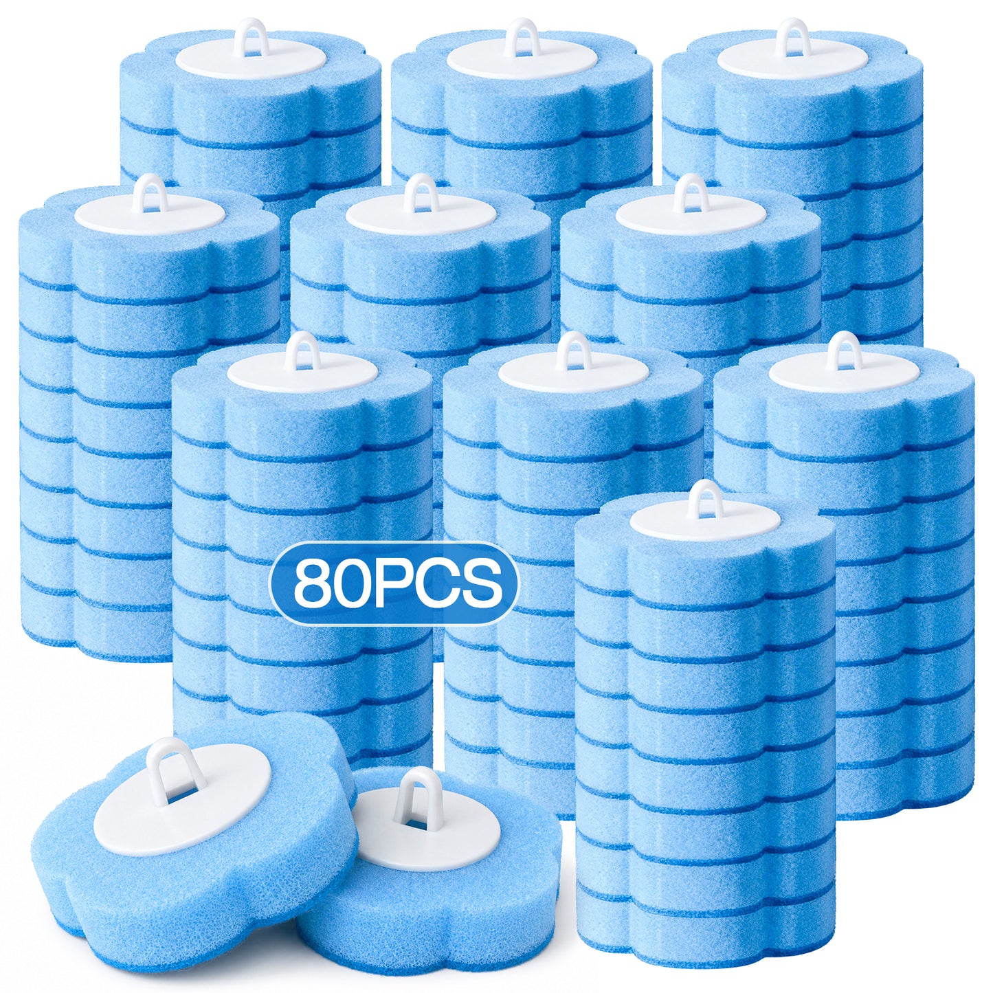Skdwakiz 80 Pcs Toilet Bowl Wand Refills: Disposable Toilet Scrubber Refill, Universal Replacement Brush Heads & Cleaning Pads for Toilet, Urinal, Bathtub & Wash Basin