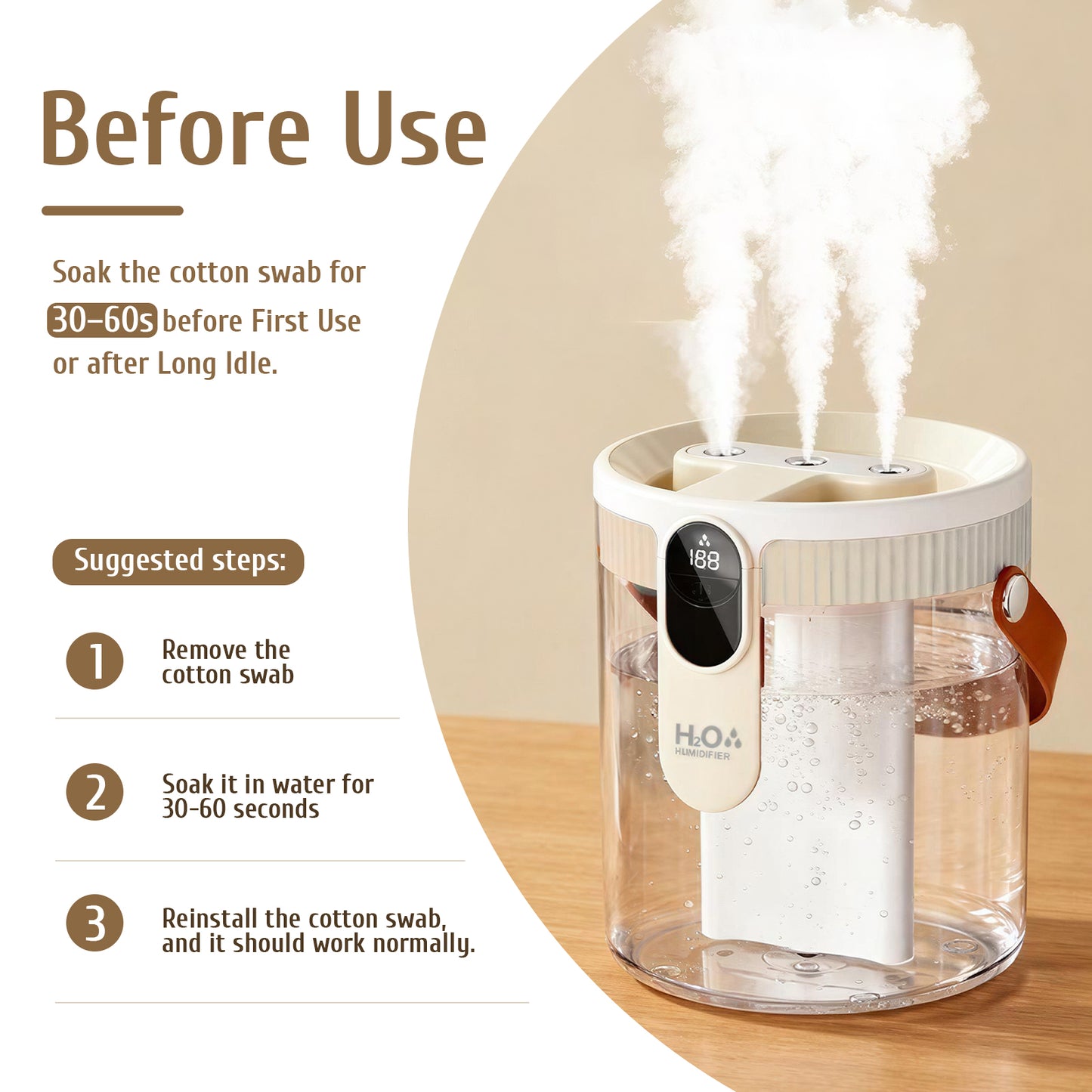 Humidifier for Room, 1.5L Cool Mist Top Fill Air Humidifier with 3 Mist Modes & Night Light, 25dB Quiet Portable Ultrasonic Humidifiers for Home, Bedroom