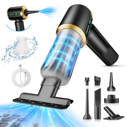 Skdwakiz Car Vacuum Cleaner, 16000Pa Portable 3 in 1 Cordless Compressed Air Duster & Air Blower & Pump Hand Held Vacuum with 6000mAh Battery, LED Display, Multi-Nozzles for Car Home Office
