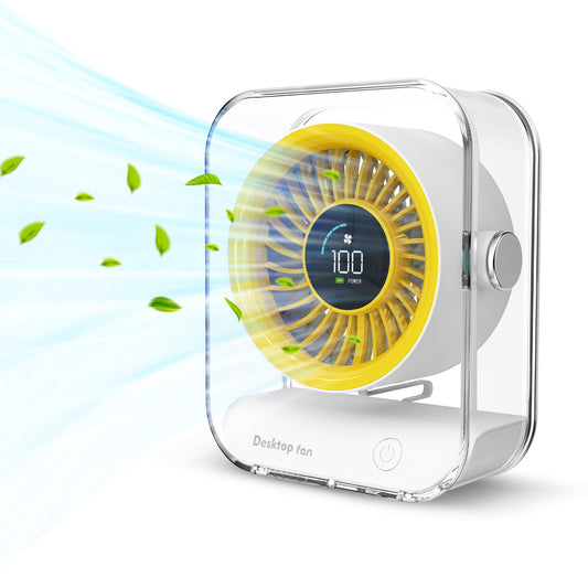Skdwakiz Small Desk Fan, Portable Table Fan with 6-Speed LED Display Personal Fan Rechargeable High-speed Mini Air Circulator Fan for Office Home