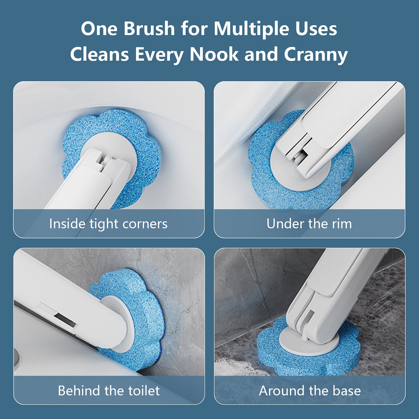 Skdwakiz Disposable Toilet Brush and Holder Set, Toilet Bowl Cleaner Wands with 56 Cleaner Refills, Disposable Cleaning Tools for Toilet, Bathroom Cleaning, Bathtub