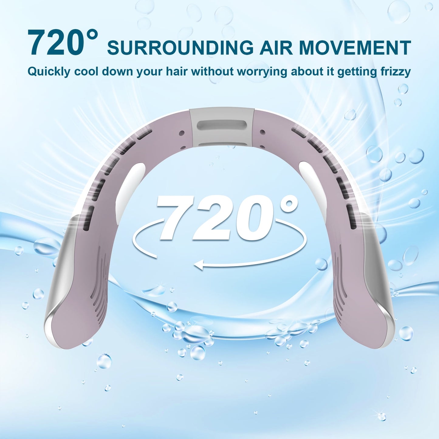 Skdwakiz Portable Neck Fan, Hands-Free Personal Fan with 5 Speeds Wearable Bladeless Fan Whisper-Quiet Rechargeable Fan Perfect for Home, Sports, Travel