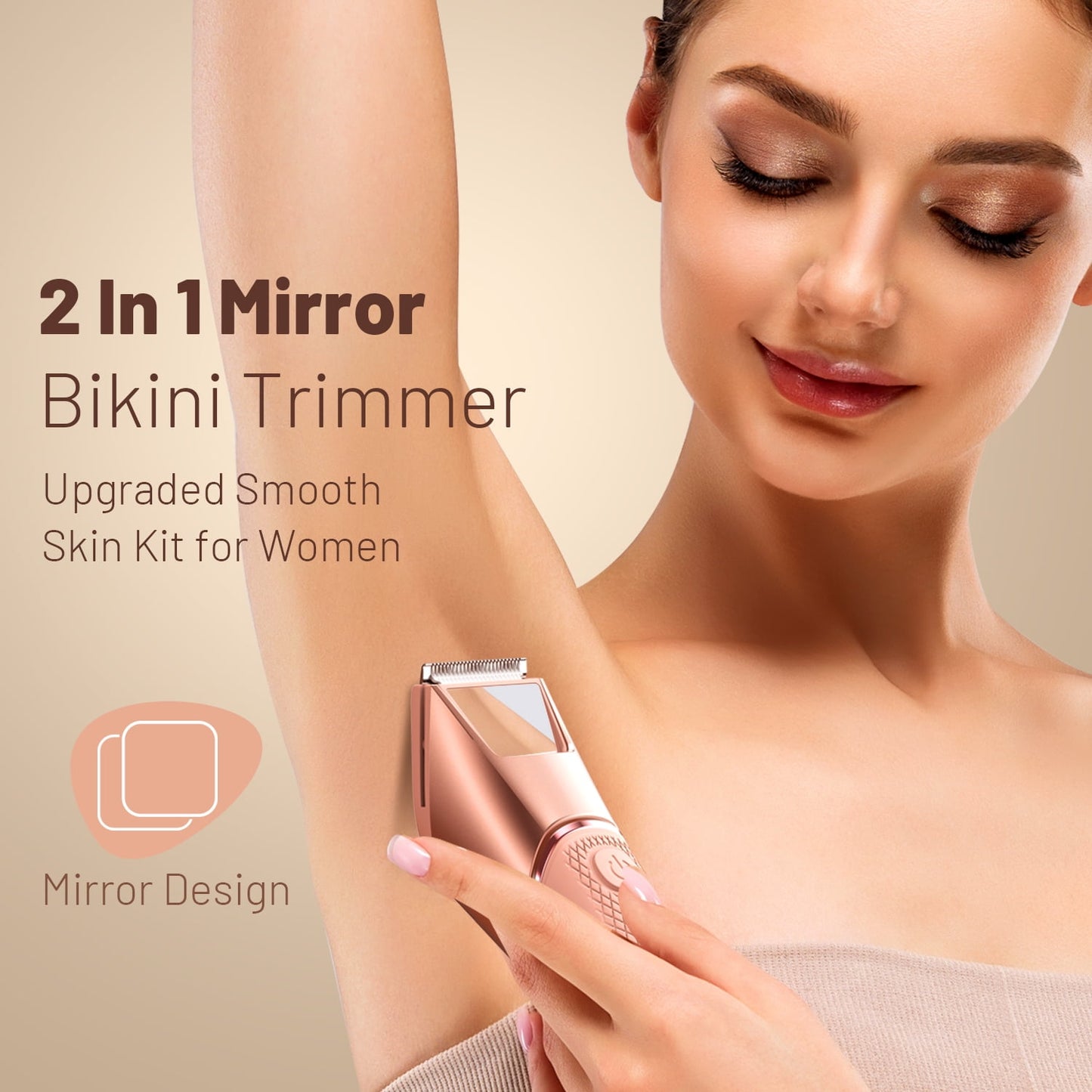 Nogroa Bikini Trimmer for Women, Electric Razors, Cordless Body Shaver with Ceramic Blade, IPX7 Waterproof Lady Facial Razor, Portable Rechargeable Body Hair Trimmer for Face, Underarm&Legs, Pink