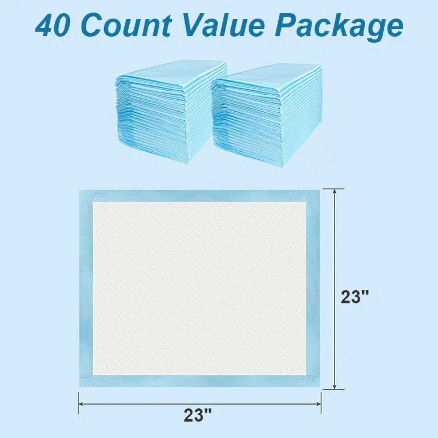 Skdwakiz Puppy Pee Pads, 40 Count 23x23 in Disposable Dog Training Pads, Super Absorbent Pet Piddle & Leak-Proof Potty Incontinence Mats for Puppies Dogs Doggie Cats Rabbits, Quick Drying