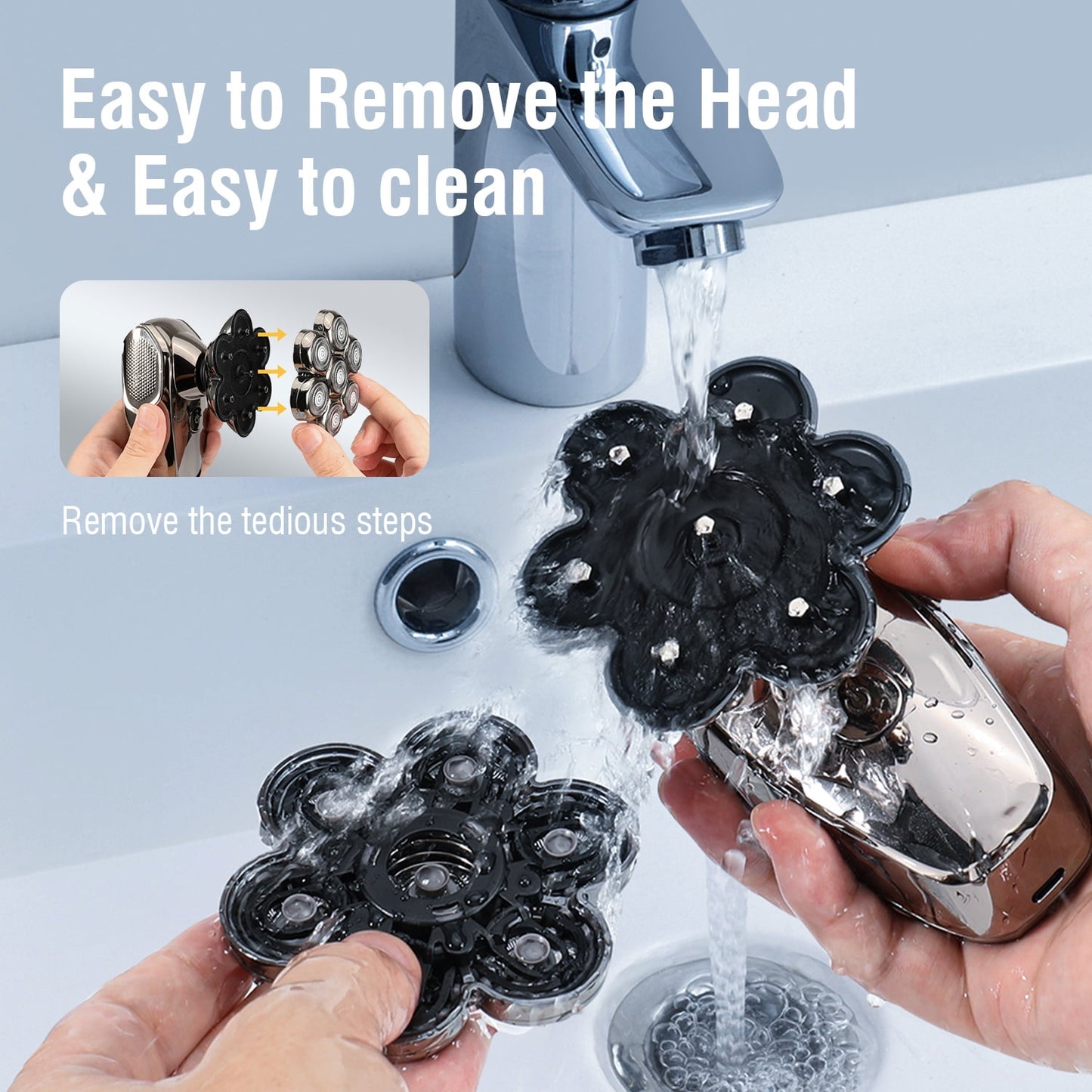 Nogroa Head Shavers for Bald Men, Magnetic Electric Razor, 7D Rotary Shaver, IPX7 Waterproof, Wet/Dry, LED Display, Cordless, Type-C Charge
