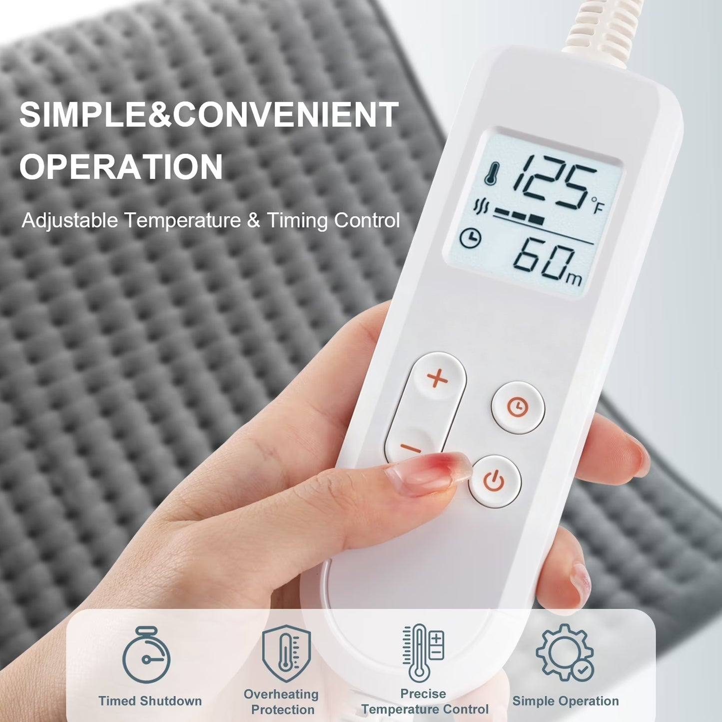 TCVOR Extra Large Heating Pad for Deep Heat and Comfort, 17" x 33" Super Soft Flannel Electric Heating Pad with 6 Heat Settings, 6 Timer Auto Shut Off, Machine Washable