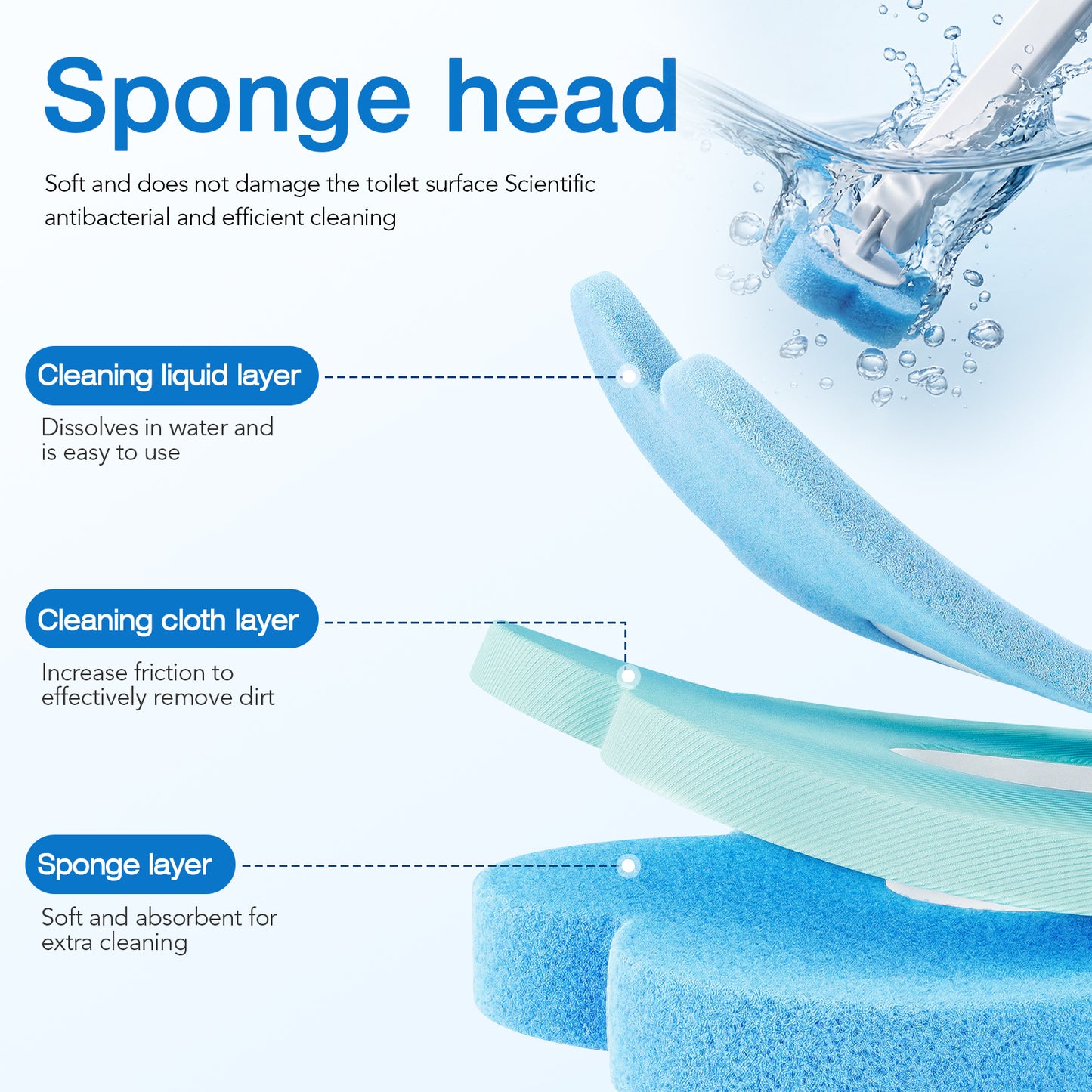 Skdwakiz 80 Pcs Toilet Bowl Wand Refills: Disposable Toilet Scrubber Refill, Universal Replacement Brush Heads & Cleaning Pads for Toilet, Urinal, Bathtub & Wash Basin