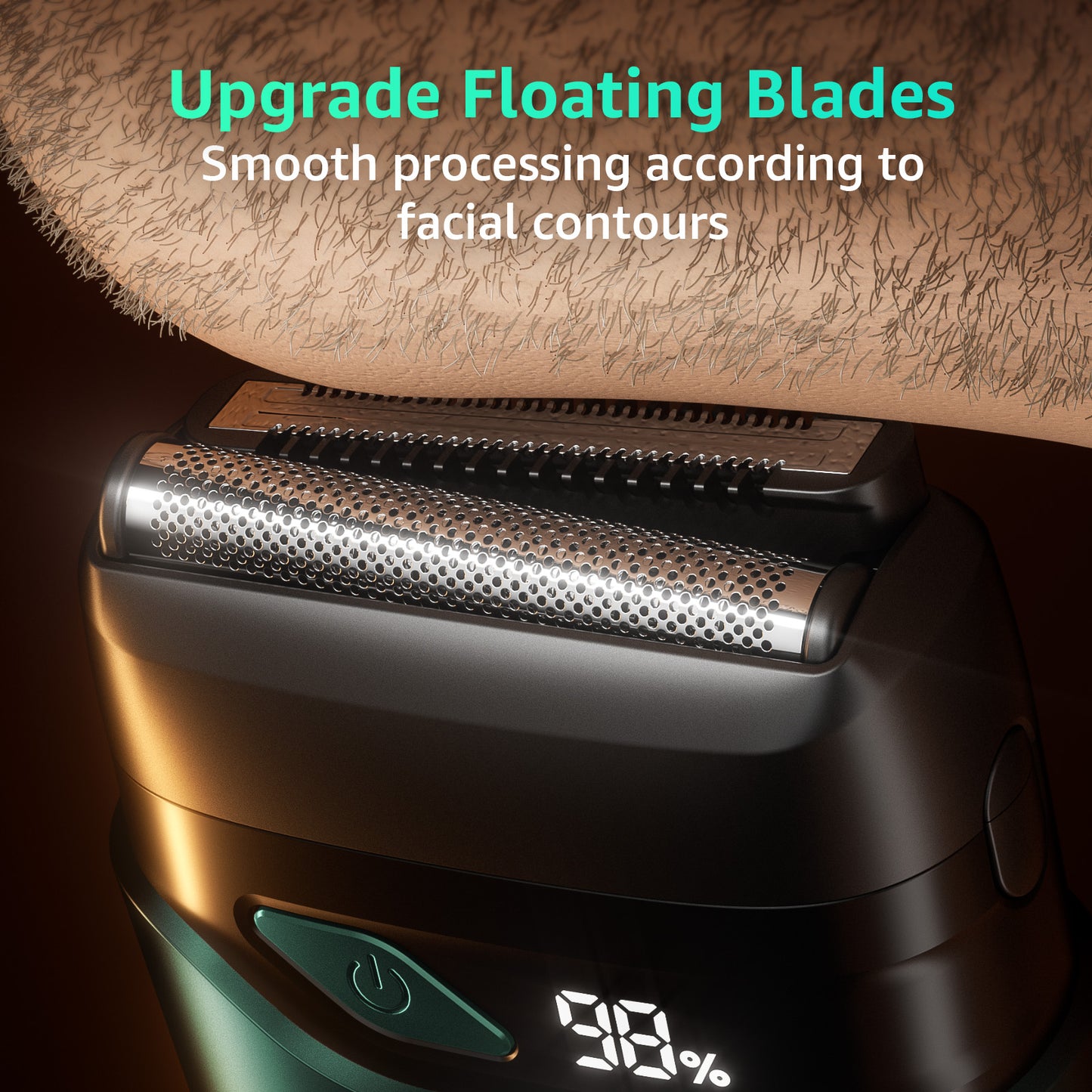 Nogroa Electric Razor for Men, Portable Mini Foil Shaver with 2 Floating Blade IPX7 Waterproof LED Display USB-C Rechargeable Cordless Beard Trimmers for Home Travel, Green
