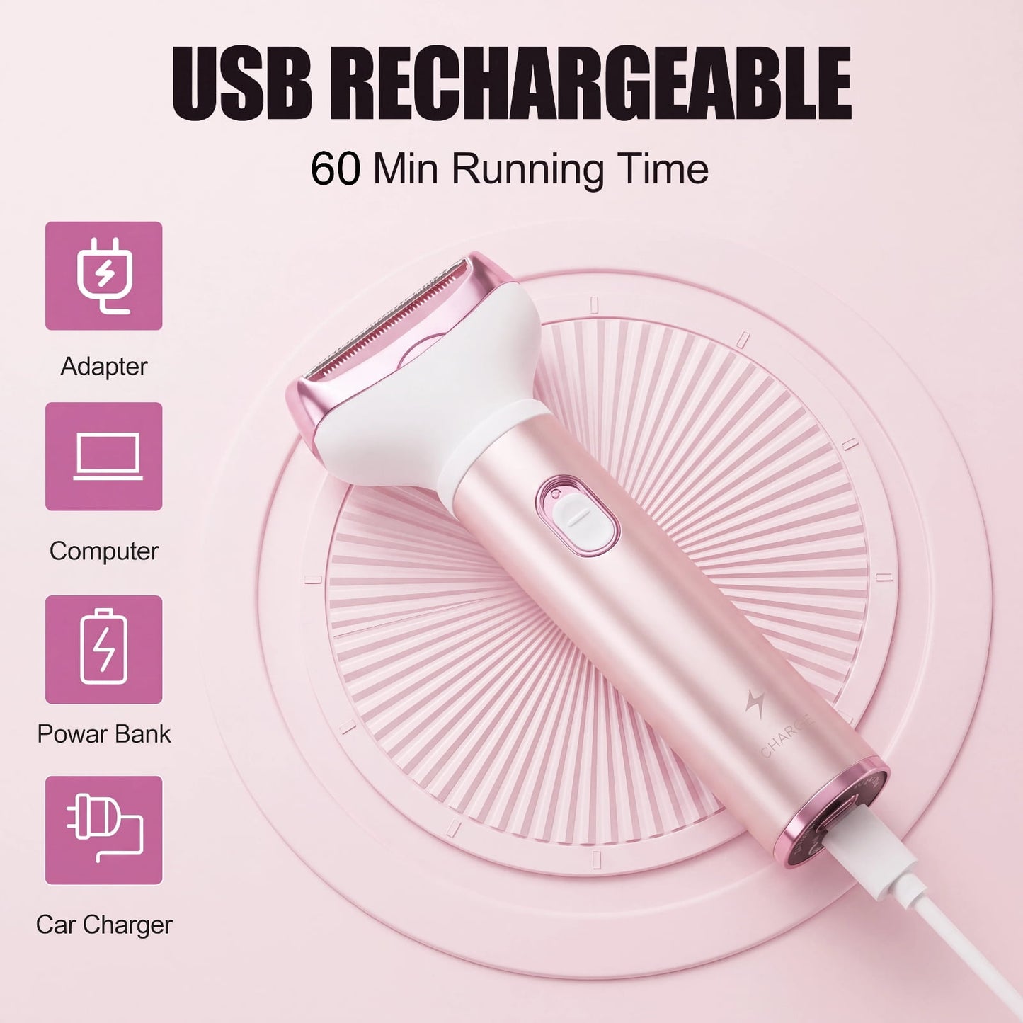 Skdwakiz Electric Razors for Women, 4 in 1 Shavers for Women, Lady Electric Bikini Trimmer for Womens Pubic Hair, USB Rechargeable Wet Dry Face Shavers for Face, Underarm and Legs