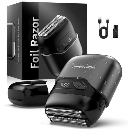 Nogroa Electric Foil Shaver for Men, Mini Electric Razor for Beard/Face with 3 Floating Blade USB Rechargeable IPX7 Waterproof Protable Cordless Beard Trimmer for Travel & Home