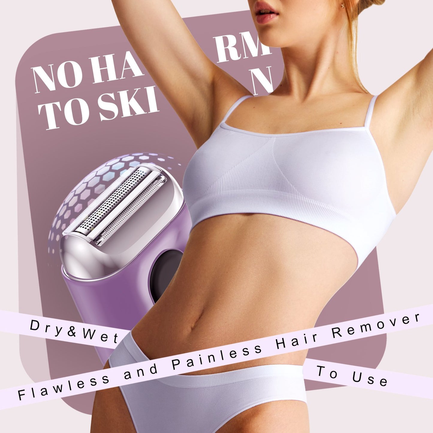 Nogroa Electric Razor for Women: Mini Electric Foil Shavers with IPX7 Waterproof Led Display - Rechargeable Bikini Trimmer - Cordless Portable Body Hair Trimmer for Underarm Leg Arm Face, Purple
