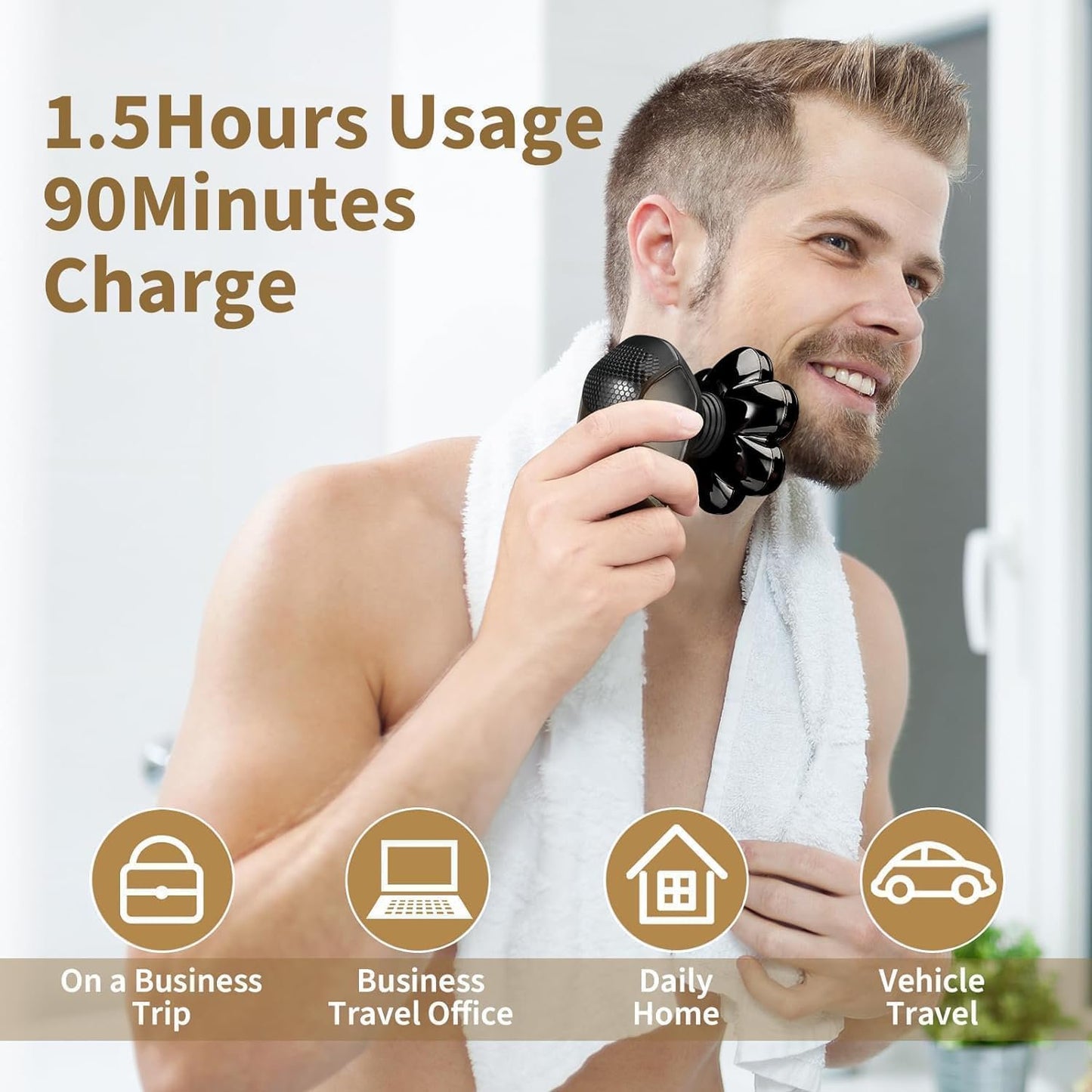 Nogroa Head Shavers for Bald Men, Magnetic Electric Razor, 7D Rotary Shaver 5 in 1 Grooming Kit, IPX7 Waterproof, Wet/Dry, LED Display, Rechargeable, Cordless, Dark Black