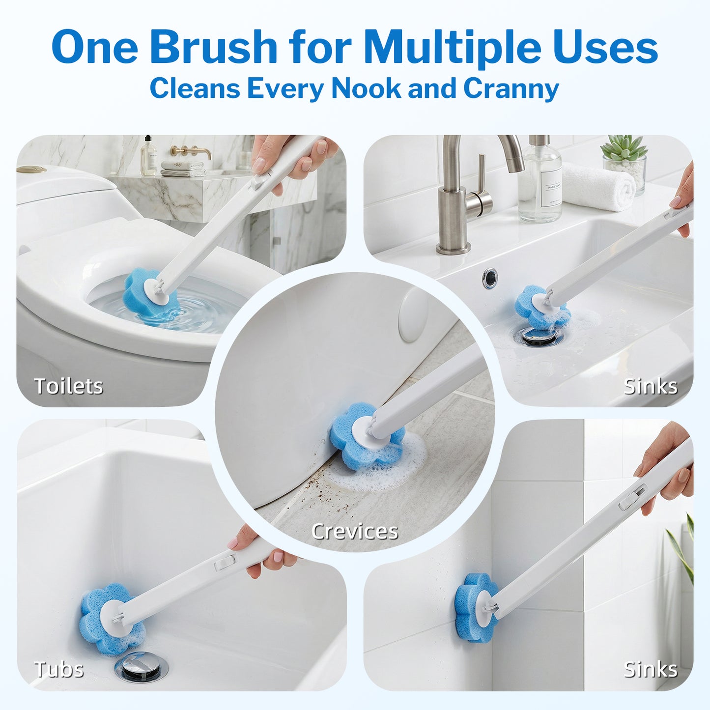 Skdwakiz 80 Pcs Toilet Bowl Wand Refills: Disposable Toilet Scrubber Refill, Universal Replacement Brush Heads & Cleaning Pads for Toilet, Urinal, Bathtub & Wash Basin
