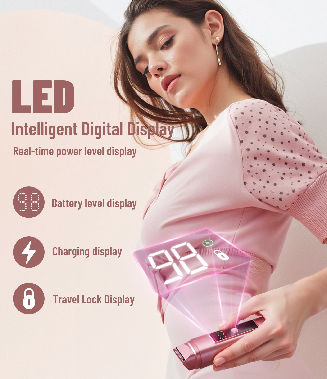 Nogora 2 in 1 Women Electric Shaver, Dual Head Bikini Trimmer for Women, IPX7 Waterproof Wet & Dry Body Pubic Hair Trimmer, Cordless Lady Electric Razor for Face, Underarm & Legs, Pink