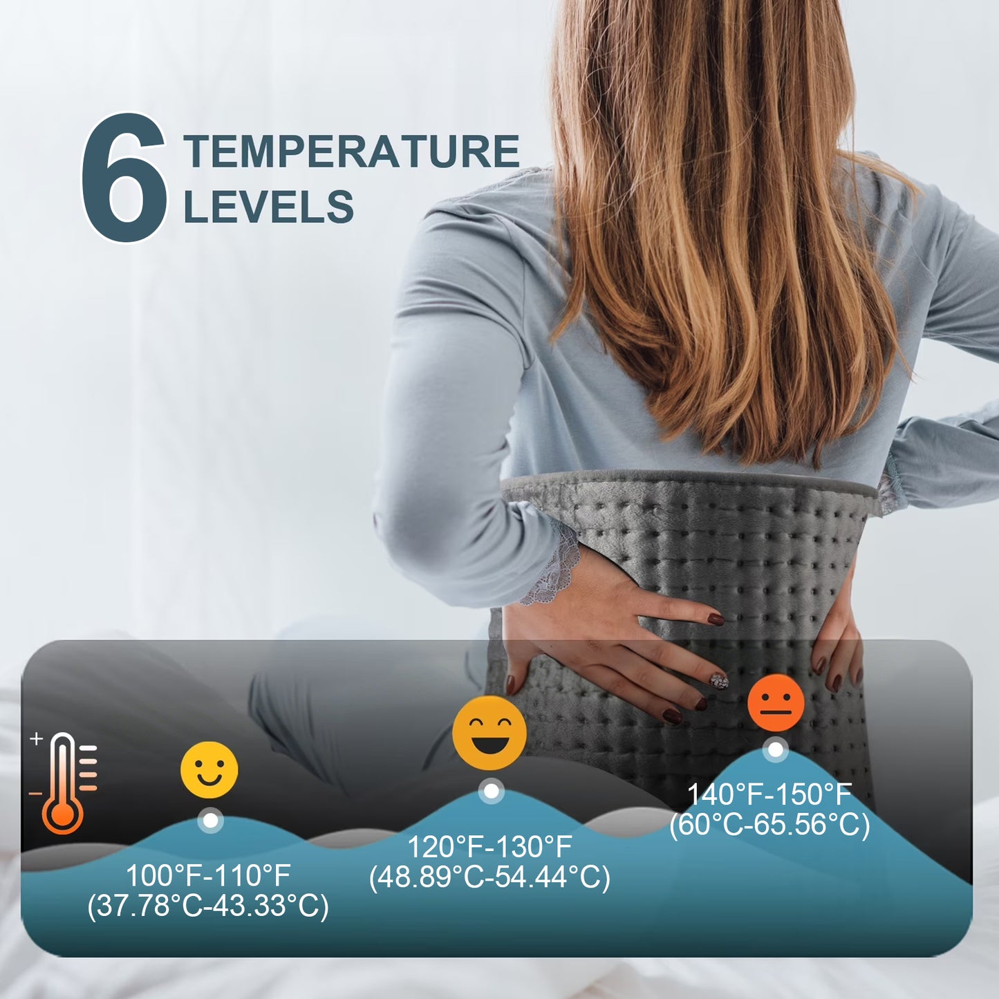TCVOR Extra Large Heating Pad for Deep Heat and Comfort, 17" x 33" Super Soft Flannel Electric Heating Pad with 6 Heat Settings, 6 Timer Auto Shut Off, Machine Washable