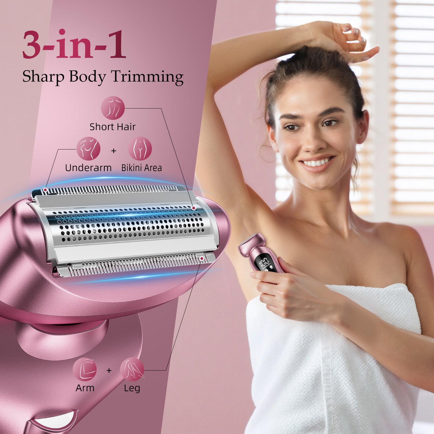 Skdwakiz Electric Razor for Women, 2-in-1 Womens Electric Razor, Rechargeable Cordless Bikini Trimmer Shaver, IPX7 Waterproof Wet Dry Body Pubic Hair Trimmer, Lady Shaver for Face, Underarm & Legs
