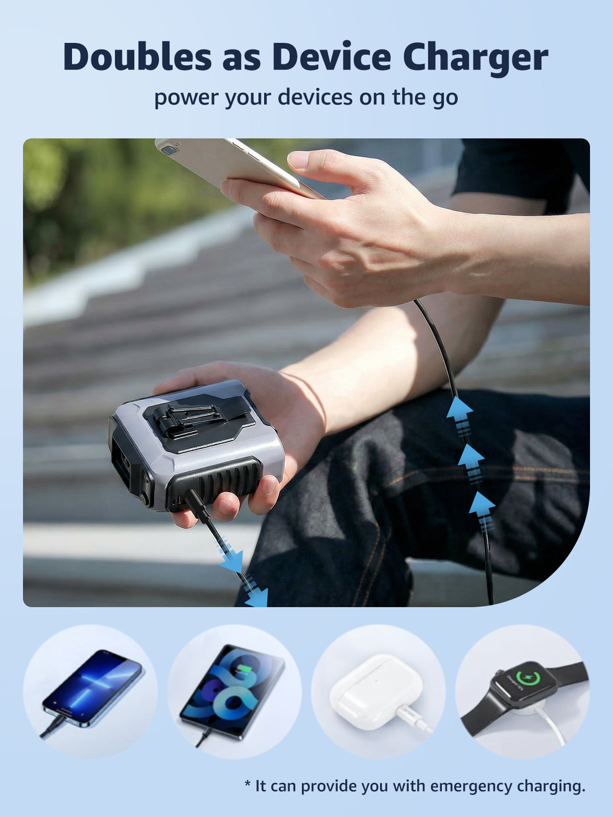 Portable Waist Fan: 100 Speeds Personal Clip on Wearable Belt Fan with Flashlight and Lanyard, Rechargeable Battery Operated Hands-Free Neck Fan for Outdoor Camping Travel