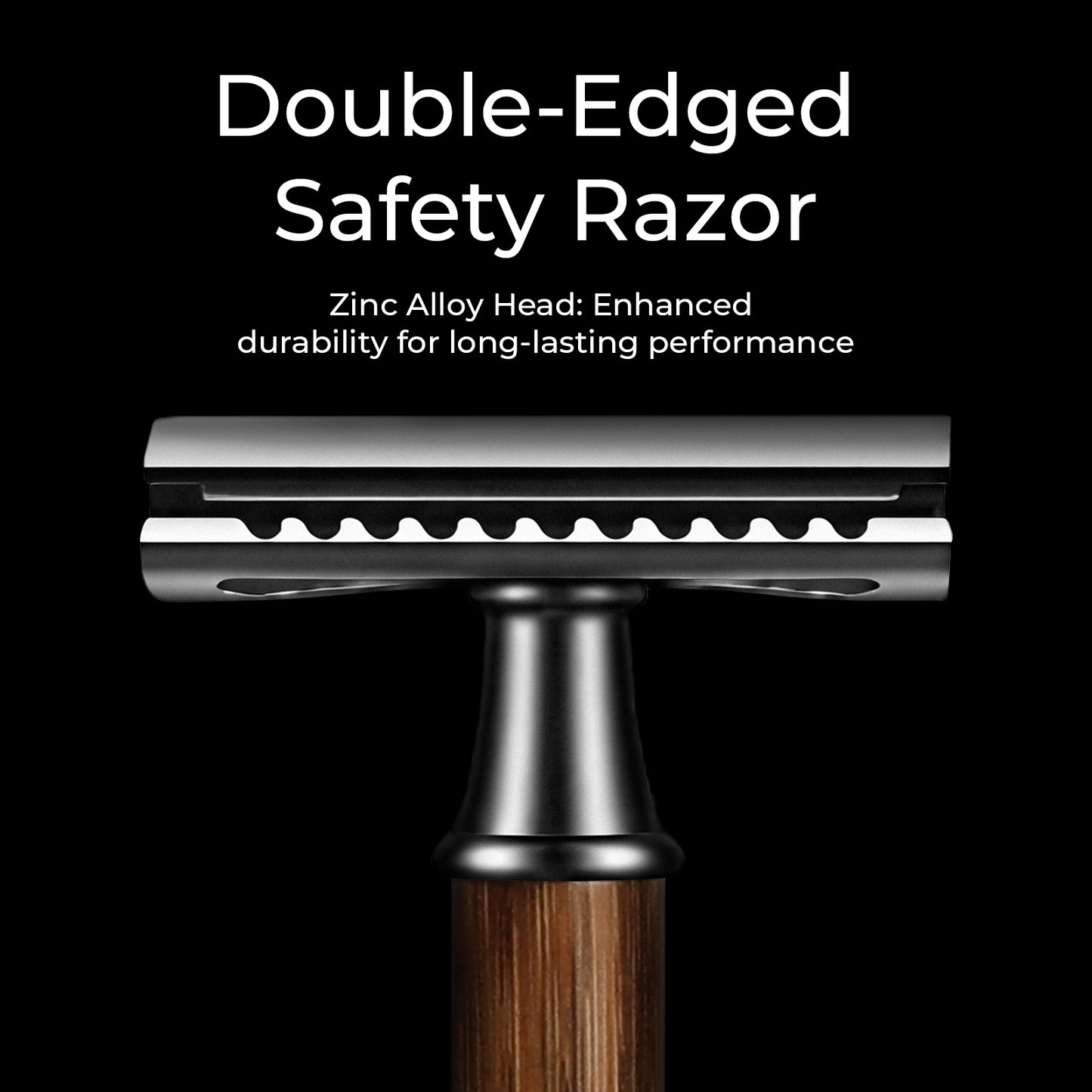 Skdwakiz Double Edge Safety Razor for Men, Classic Wooden Handle Manual Shaving Razor with 10 Double Edged Stainless Steel Blades & Heavy Duty Metal Base