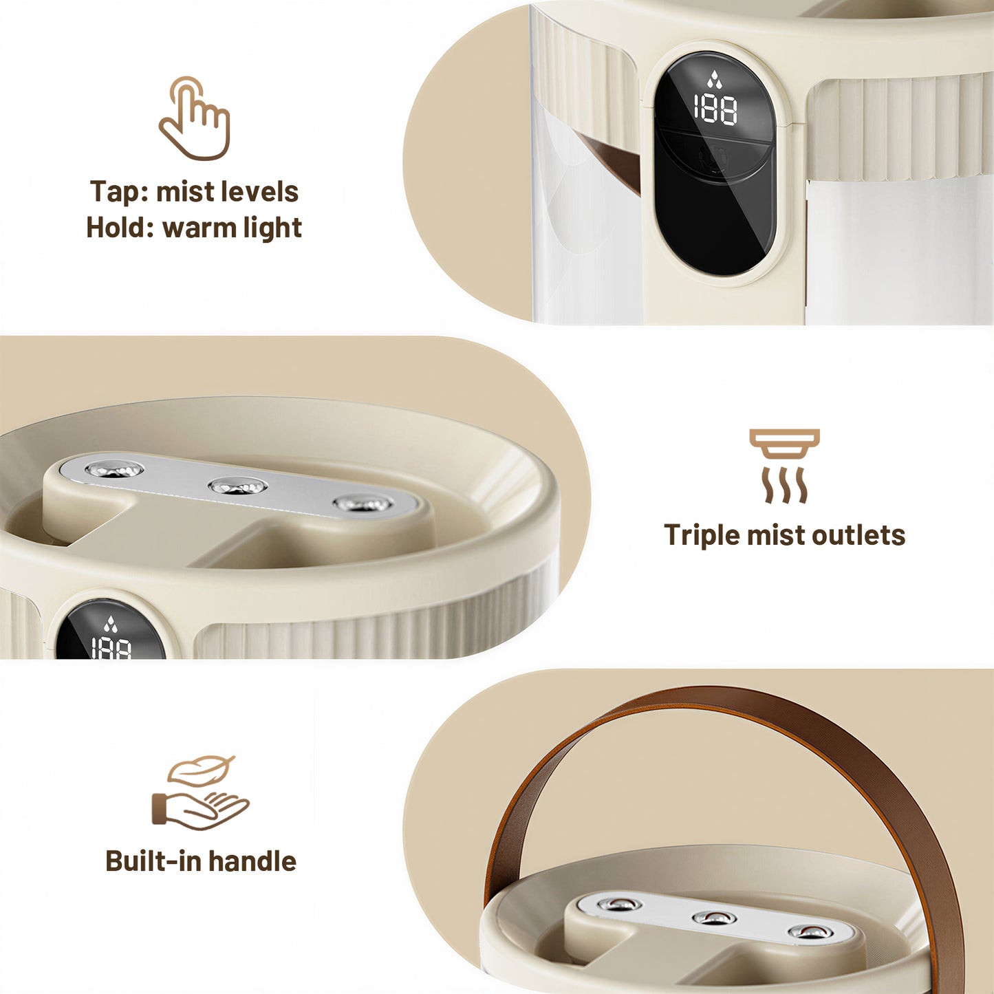 Humidifier for Room, 1.5L Cool Mist Top Fill Air Humidifier with 3 Mist Modes & Night Light, 25dB Quiet Portable Ultrasonic Humidifiers for Home, Bedroom
