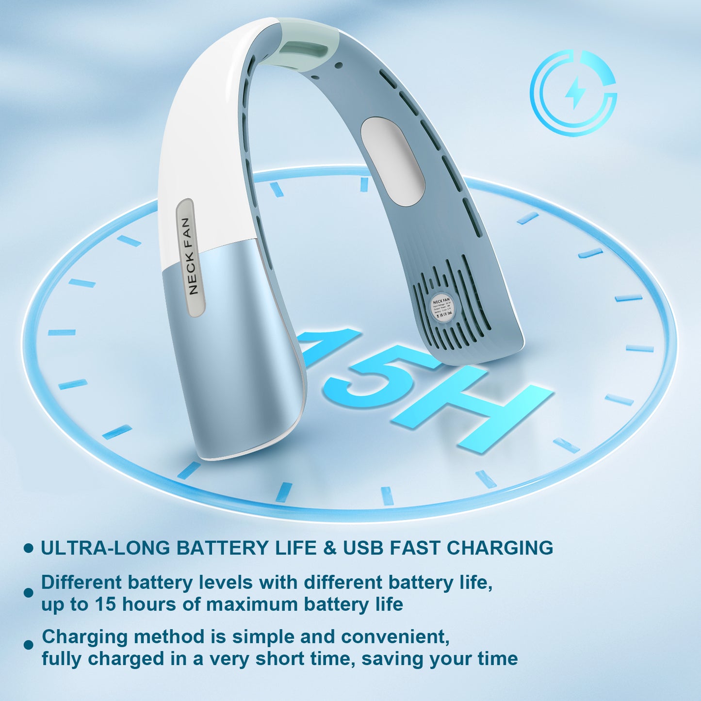 Portable Neck Fan, Personal Fan with Necksupport 5000mAh Battery - Rechargeable Fan Wearable Bladeless - 5 Speeds Cooling Hands-Free Fan for Indoor Outdoor Sports