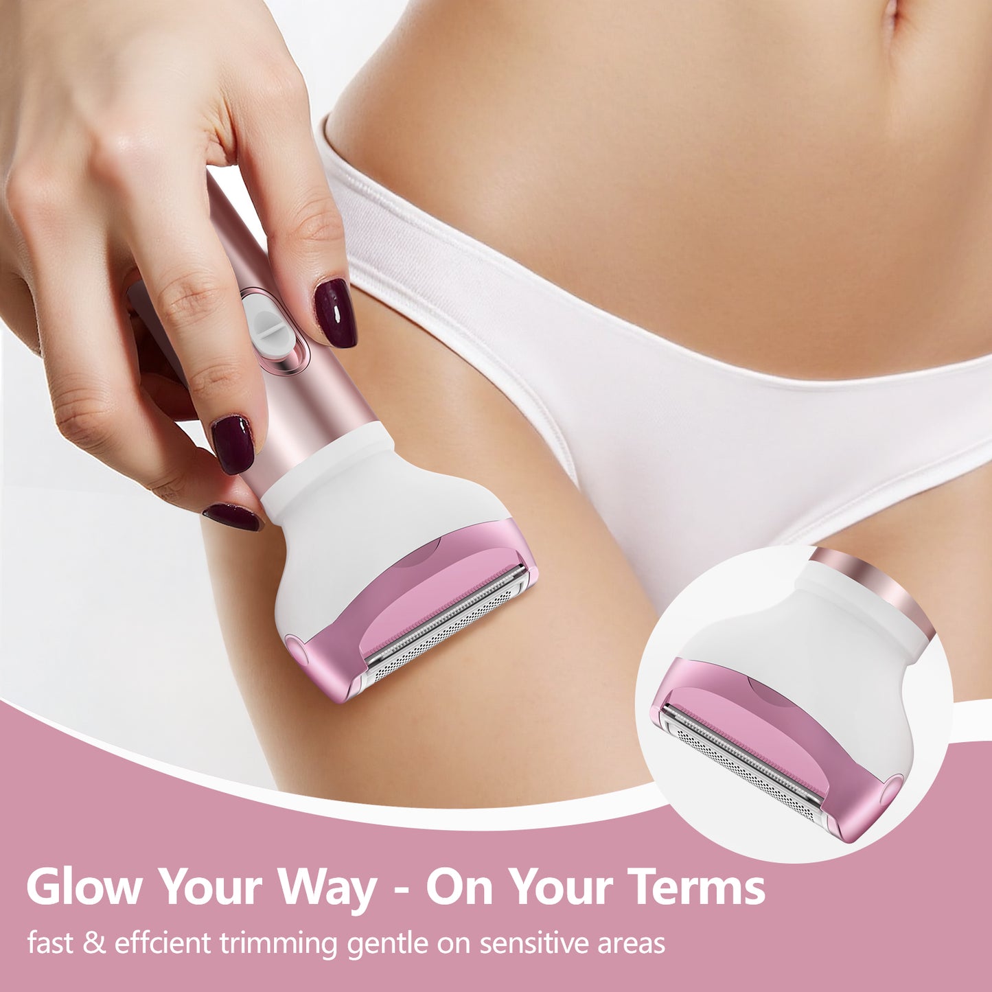 Electric Razor for Women, 4 in 1 Cordless Electric Shaver Set - USB Rechargeable - Wet & Dry Portable Lady Hair Remover, Replaceable Face Shaver & Bikini Trimmer for Underarm Nose Eyebrow Arms Legs