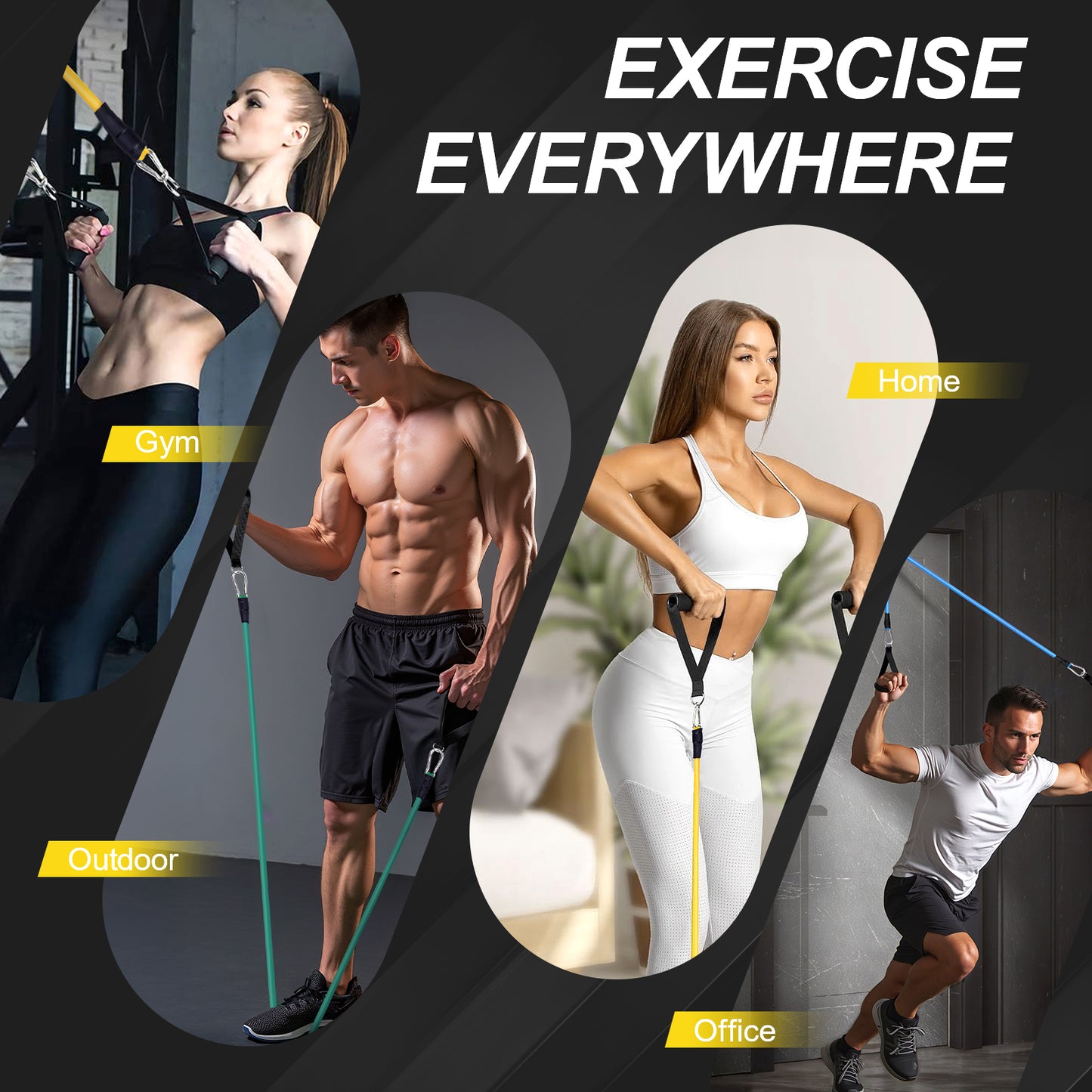 TCVOR Resistance Bands Set, Exercise Bands Up to 150lb for Working Out, Fitness Bands with Door Anchor & Handles for Men and Women, Strength Training Home Workouts Gym Equipment