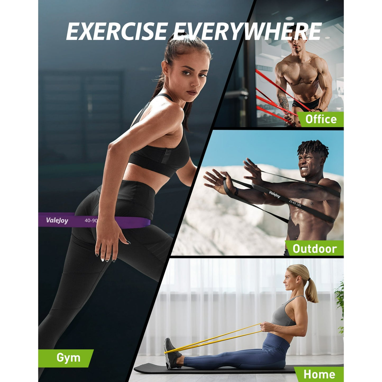 TCVOR Resistance Bands Set (5pcs), Exercise Bands with 5 Resistance Levels-up to 330 lbs, Include Cushioned Handles, Ankle Strap & Carry Bag, Exercise Workout Bands for Training Home Workouts