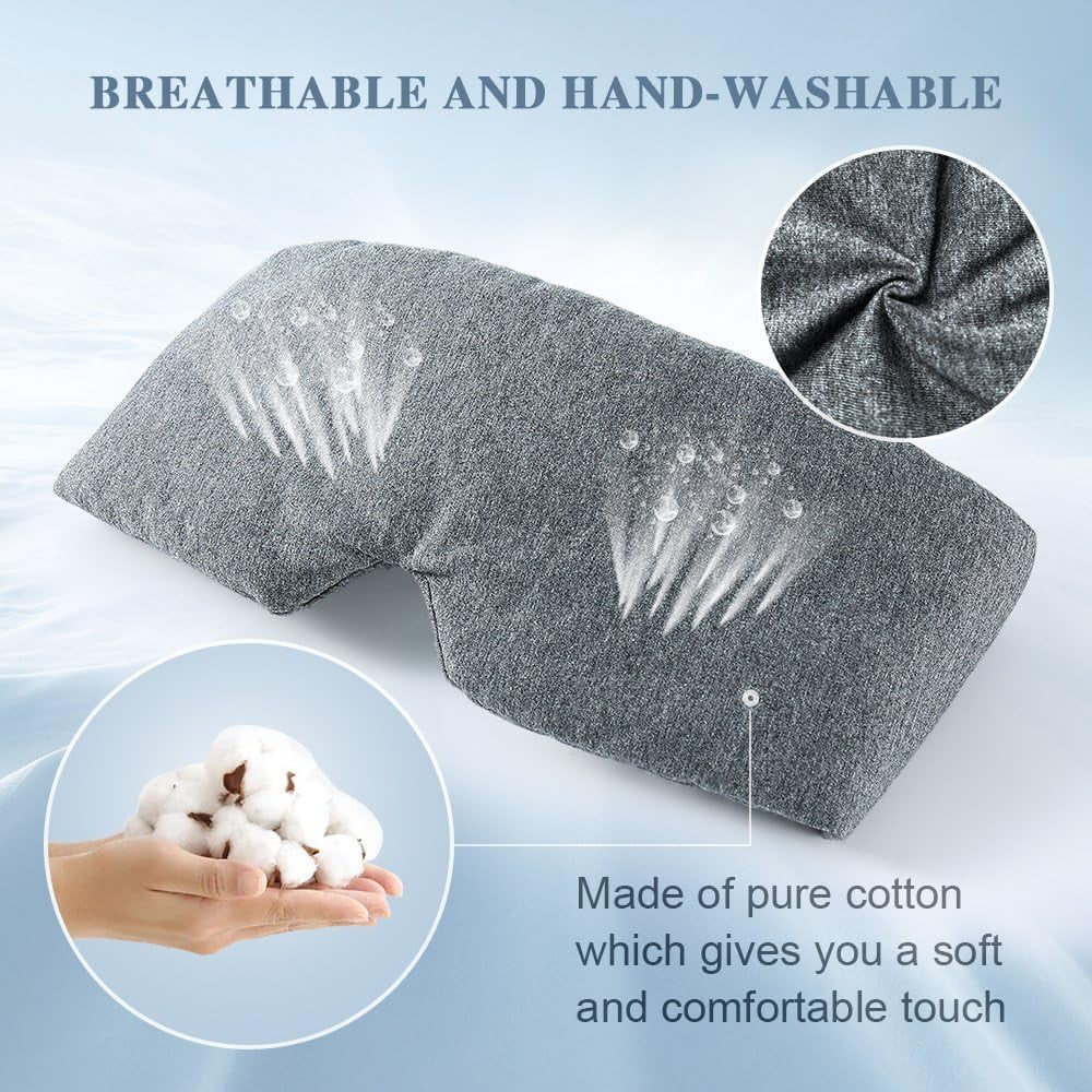 Sleep Mask for Side Sleeper Men Women, Eye Mask for Sleeping Light Blocking, Soft Breathable Night Blindfold, Adjustable Eye Shade Cover, Sleeping Mask for Flight Nap, Travel