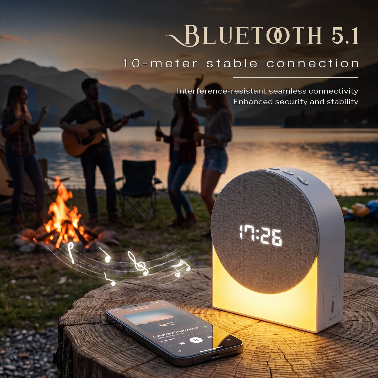 TCVOR 4 in 1 White Noise Machine with Bluetooth Speaker | Night Light | Digital Clock & Alarm, Multi-Function Sound Machine with 6 Soothing Sounds & Auto-Off Sleep Timer (15/30/60 Min)