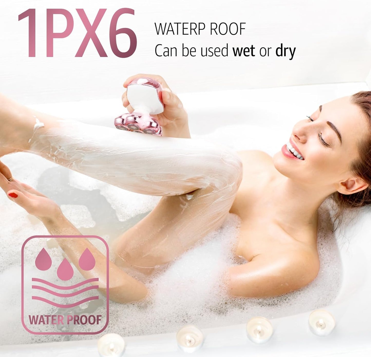 Skdwakiz Electric Razor for Women Legs, 7D Rechargeable Cordless Body Head Shaver, IPX6 Waterproof Wet/Dry Bikini Trimmer Hair Epilator, Trimmer for Lady Face Underarms Pubic, Pink