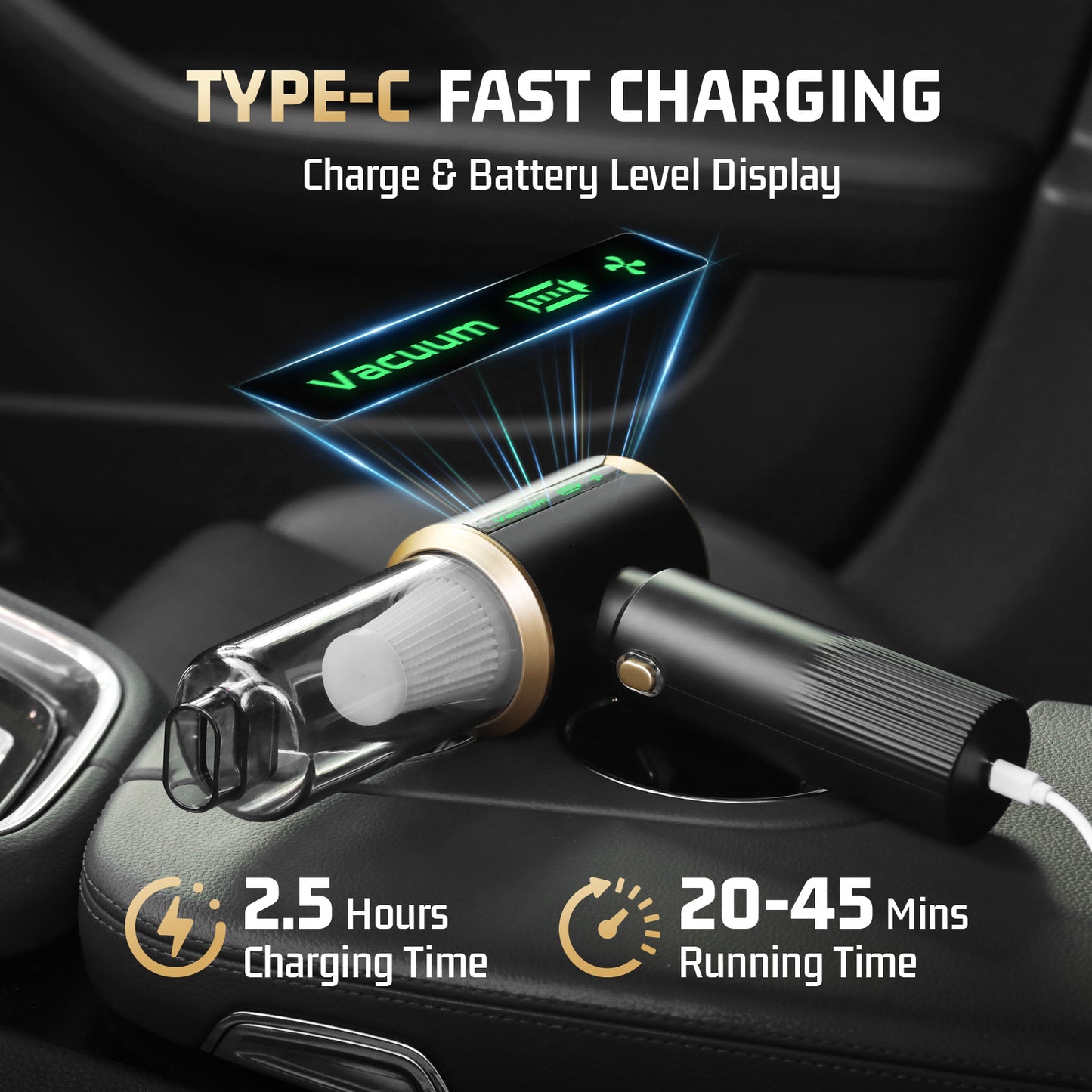 Skdwakiz Car Vacuum Cleaner, 16000Pa Portable 3 in 1 Cordless Compressed Air Duster & Air Blower & Pump Hand Held Vacuum with 6000mAh Battery, LED Display, Multi-Nozzles for Car Home Office