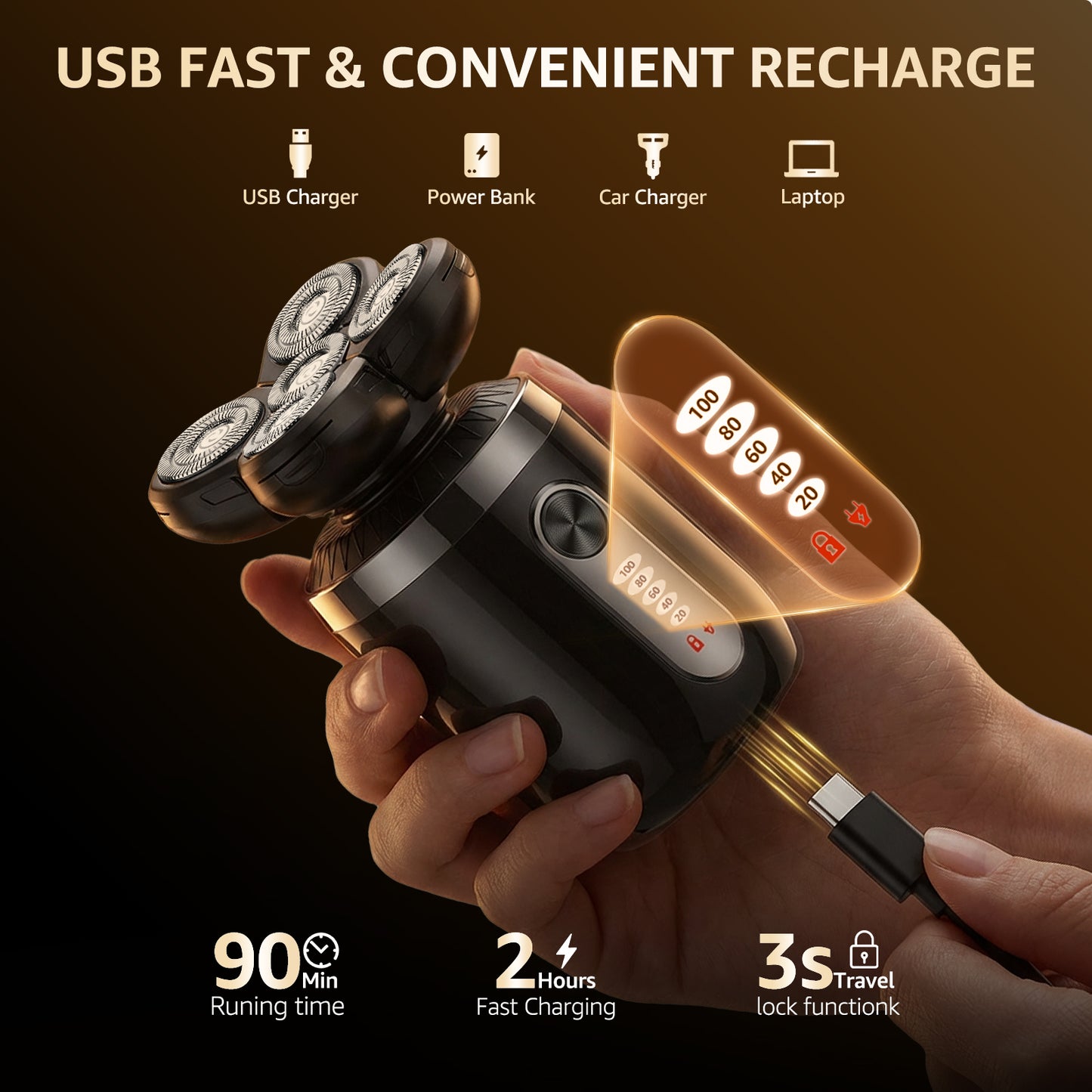 Arenviy Head Shavers for Bald Men, 5D Bald Head Shavers for Men Electric Razor, IPX7 Waterproof Wet/Dry Shaver with LED Display, Gifts for Men
